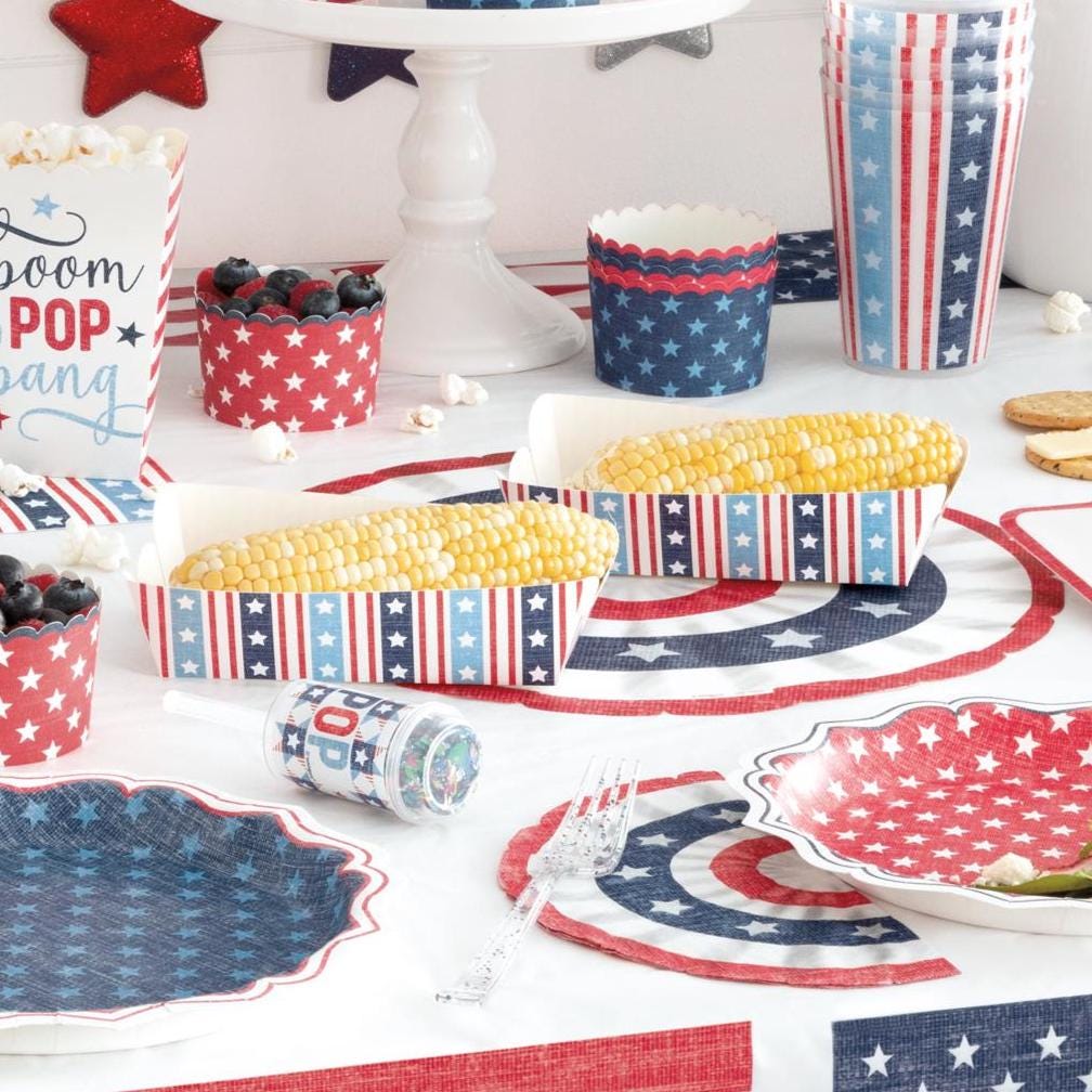 Patriotic Paper Food Trays 8ct - Stesha Party