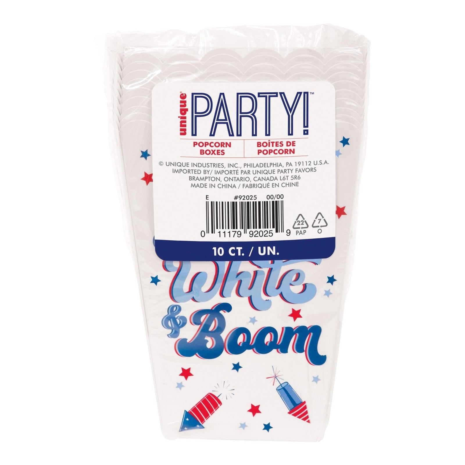 Patriotic Popcorn Boxes 10ct - Stesha Party