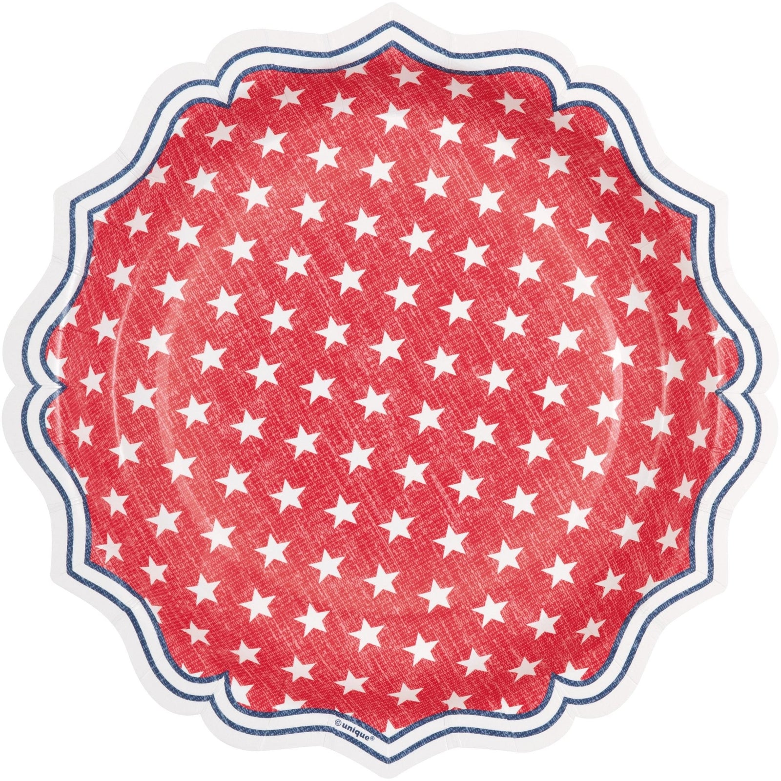 Patriotic Red Stars Paper Plates 8ct - Stesha Party
