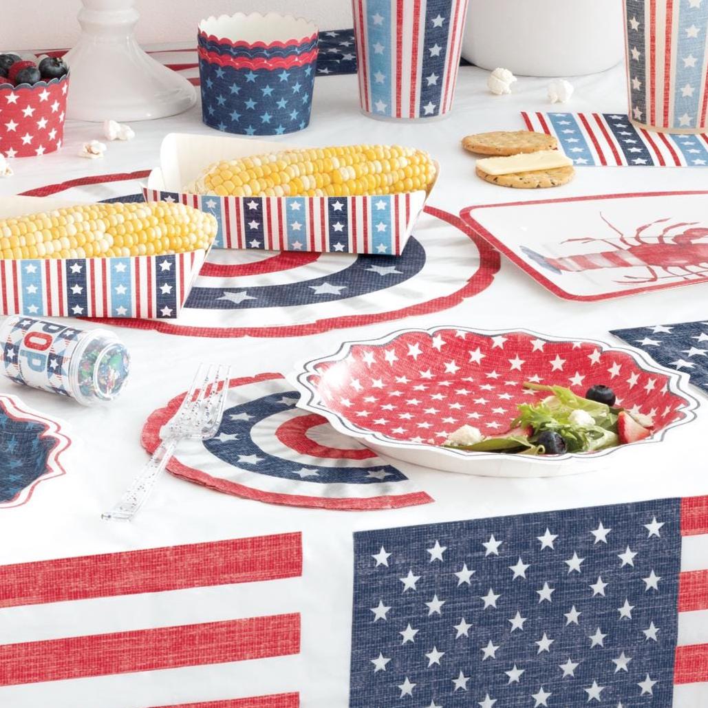 Patriotic Red Stars Paper Plates 8ct - Stesha Party
