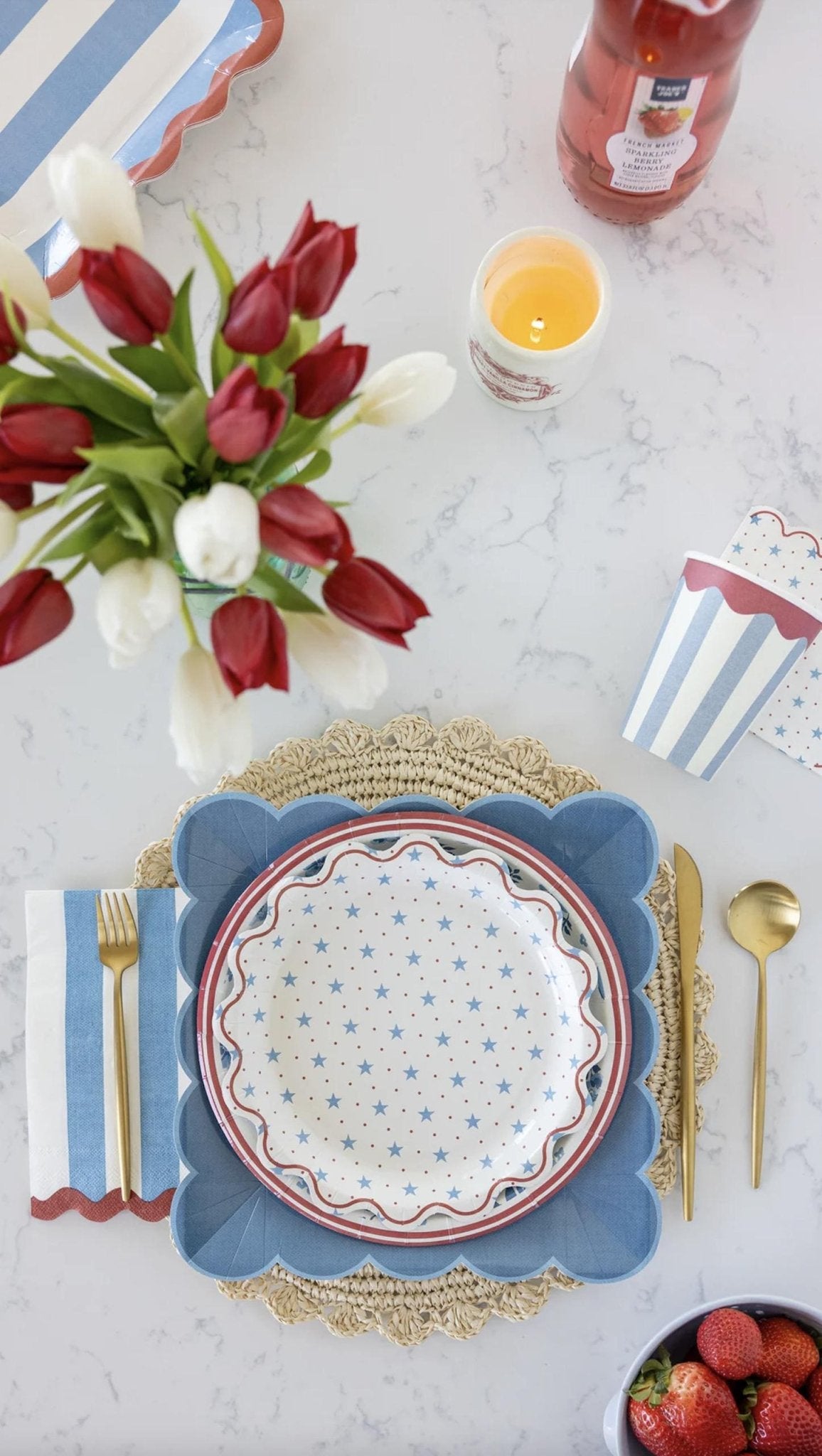 Patriotic Striped Party Cups 8ct 12oz - Stesha Party