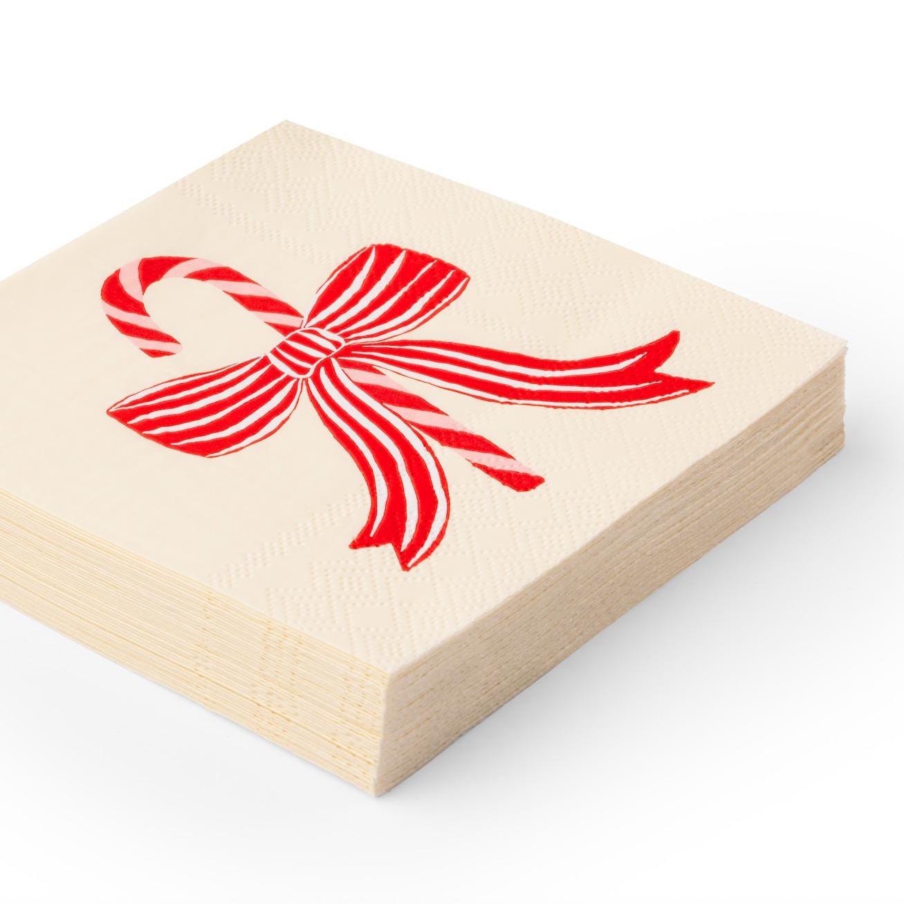 Peppermint Bow Cocktail Napkins 20ct - Stesha Party