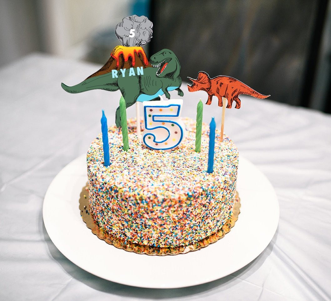 Personalized Name Dinosaur Cake Topper - Stesha Party