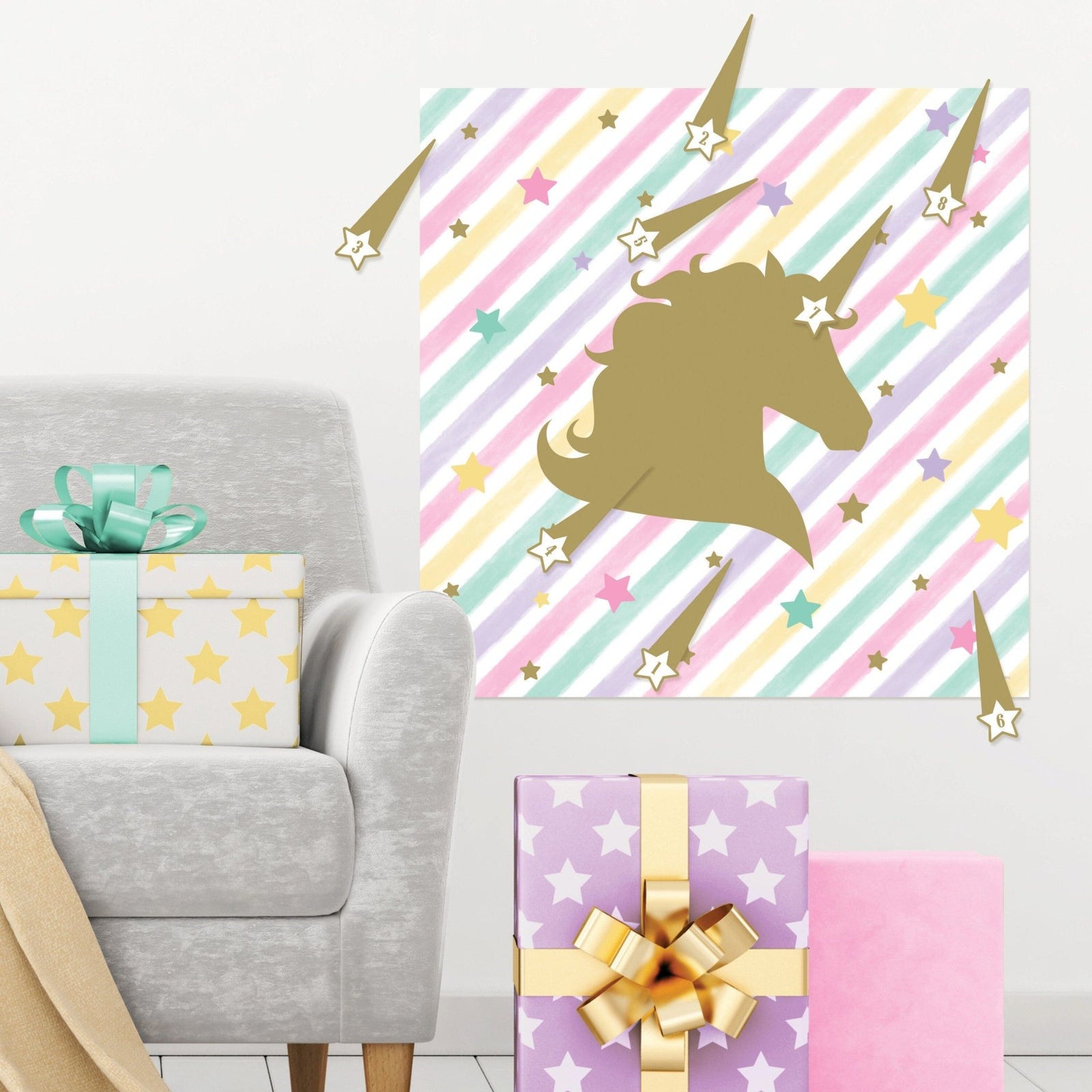 Pin The Unicorn Party Game - Unicorn Birthday Game, Birthday Decorations, Pastel Rainbow Unicorn Party Activity, Kids Party Decorations - Stesha Party