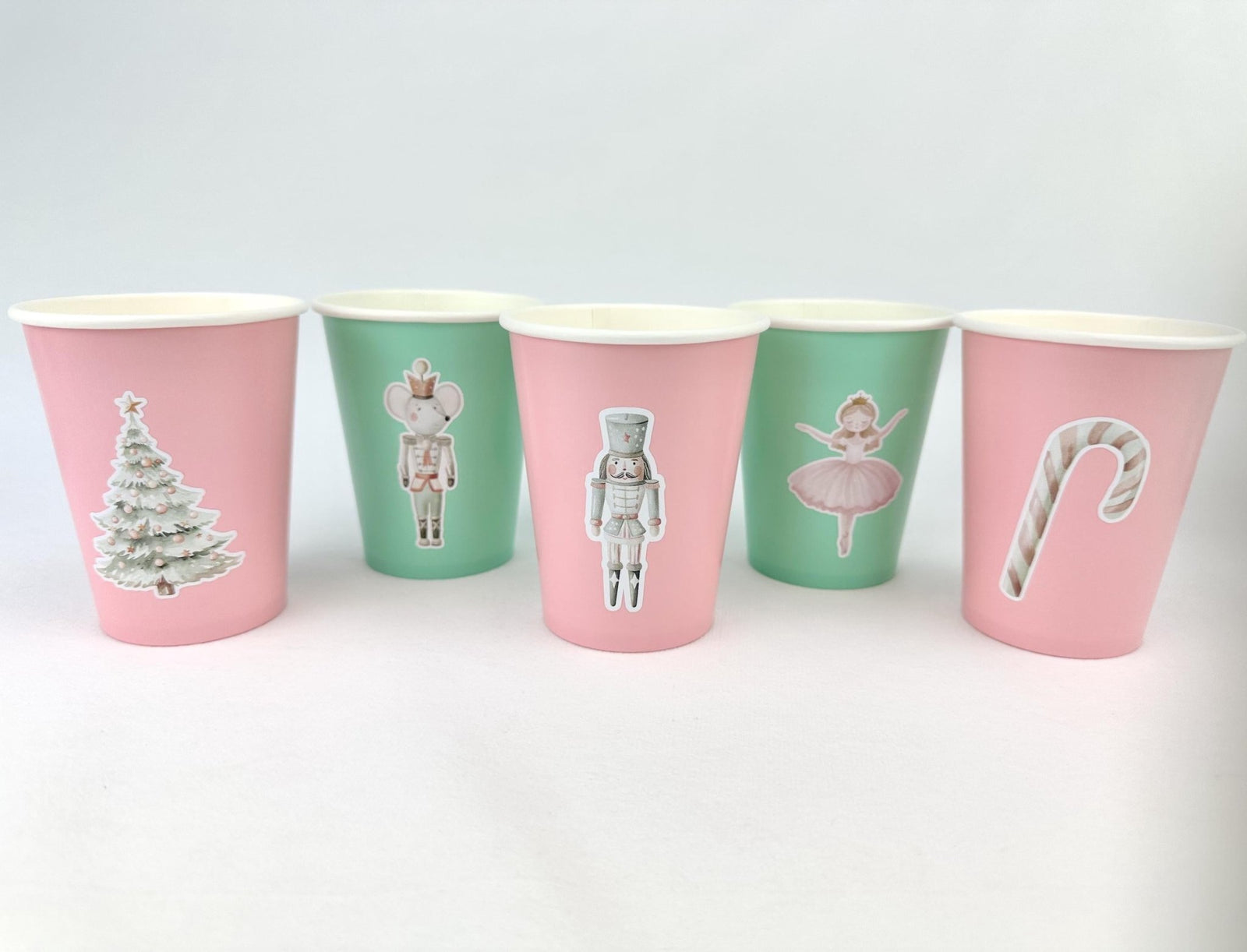 Pink and Mint Nutcracker Christmas Cups 24ct - Stesha Party