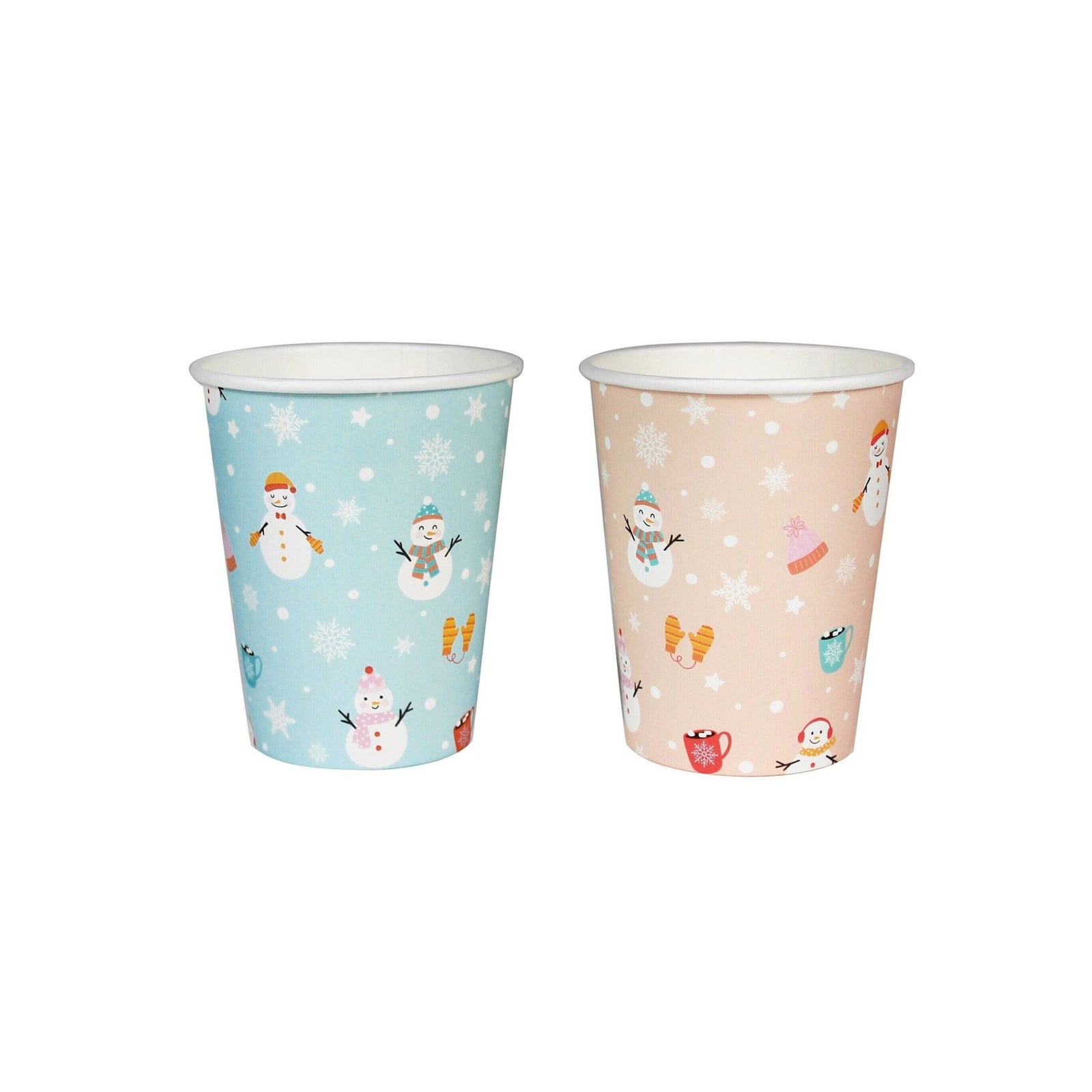 Pink & Blue Snowman Party Cups - Stesha Party