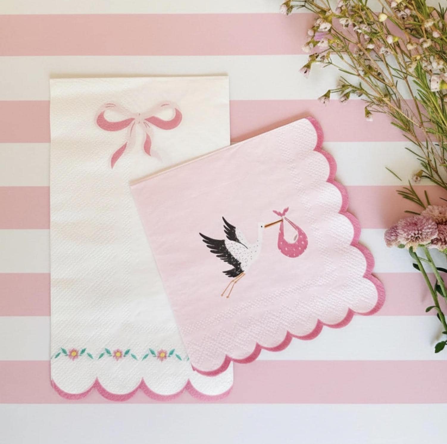 Pink Bow Dinner Napkins 16ct - Stesha Party
