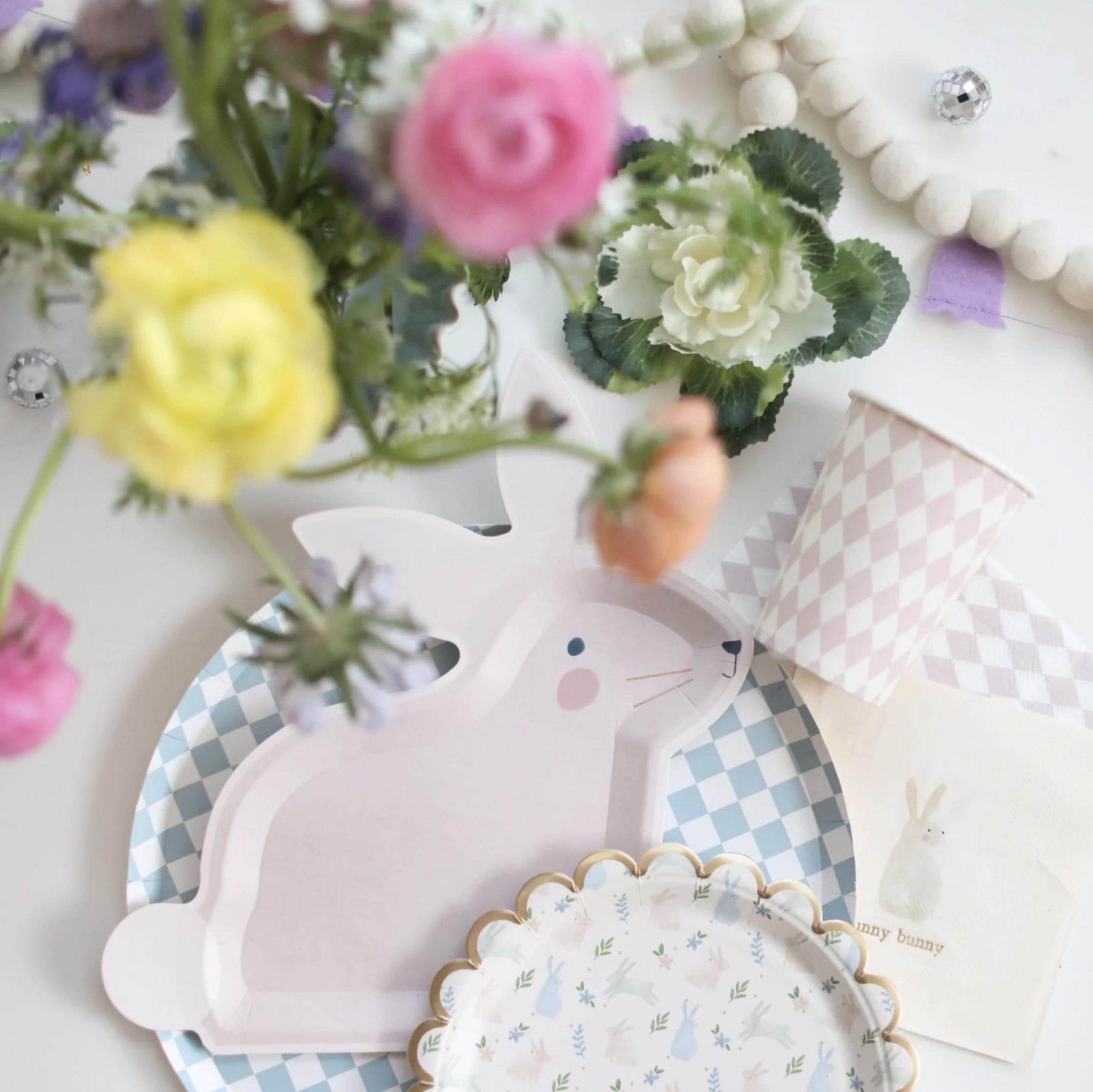 Pink Bunny Paper Plates 8ct - Stesha Party