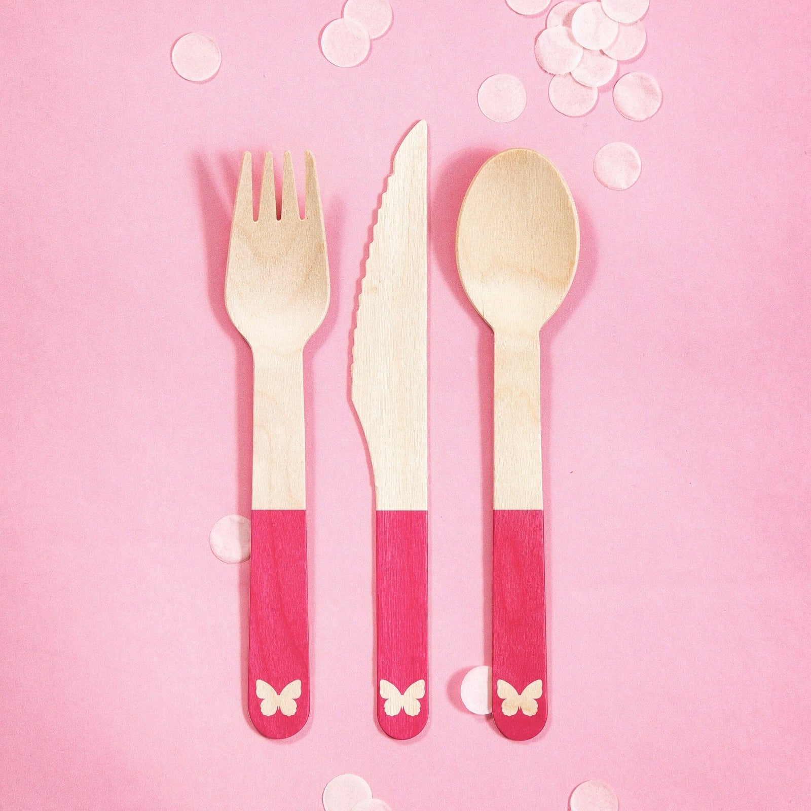 Pink Butterfly Party Cutlery - Stesha Party