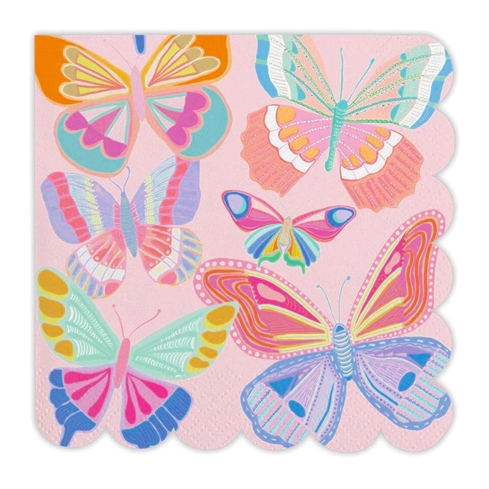 Pink Butterfly Party Napkins - Stesha Party