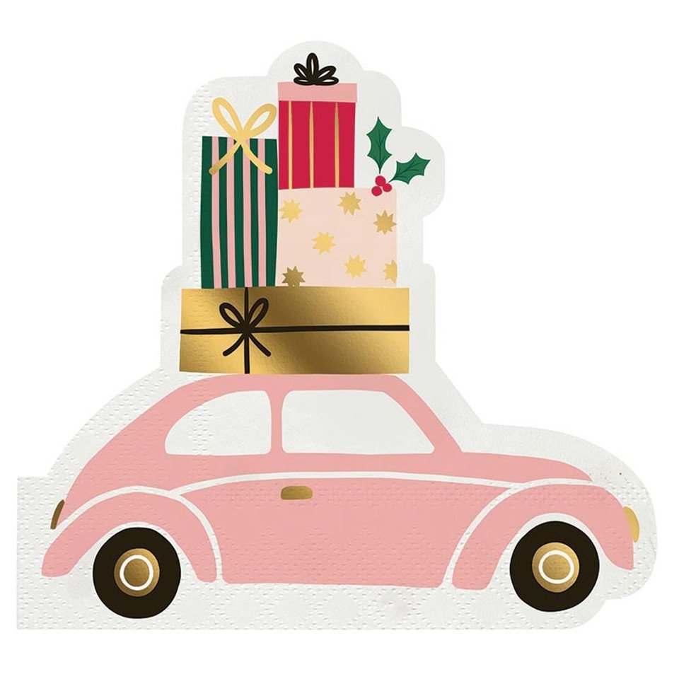 Pink Christmas Car Napkins - Stesha Party