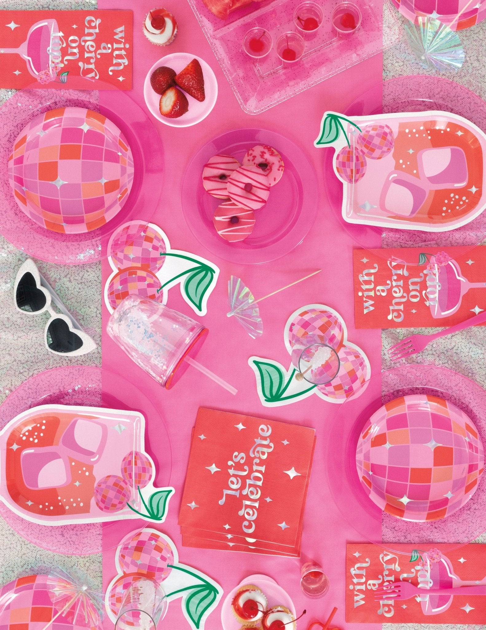 Pink Disco Ball Party Plates - Stesha Party