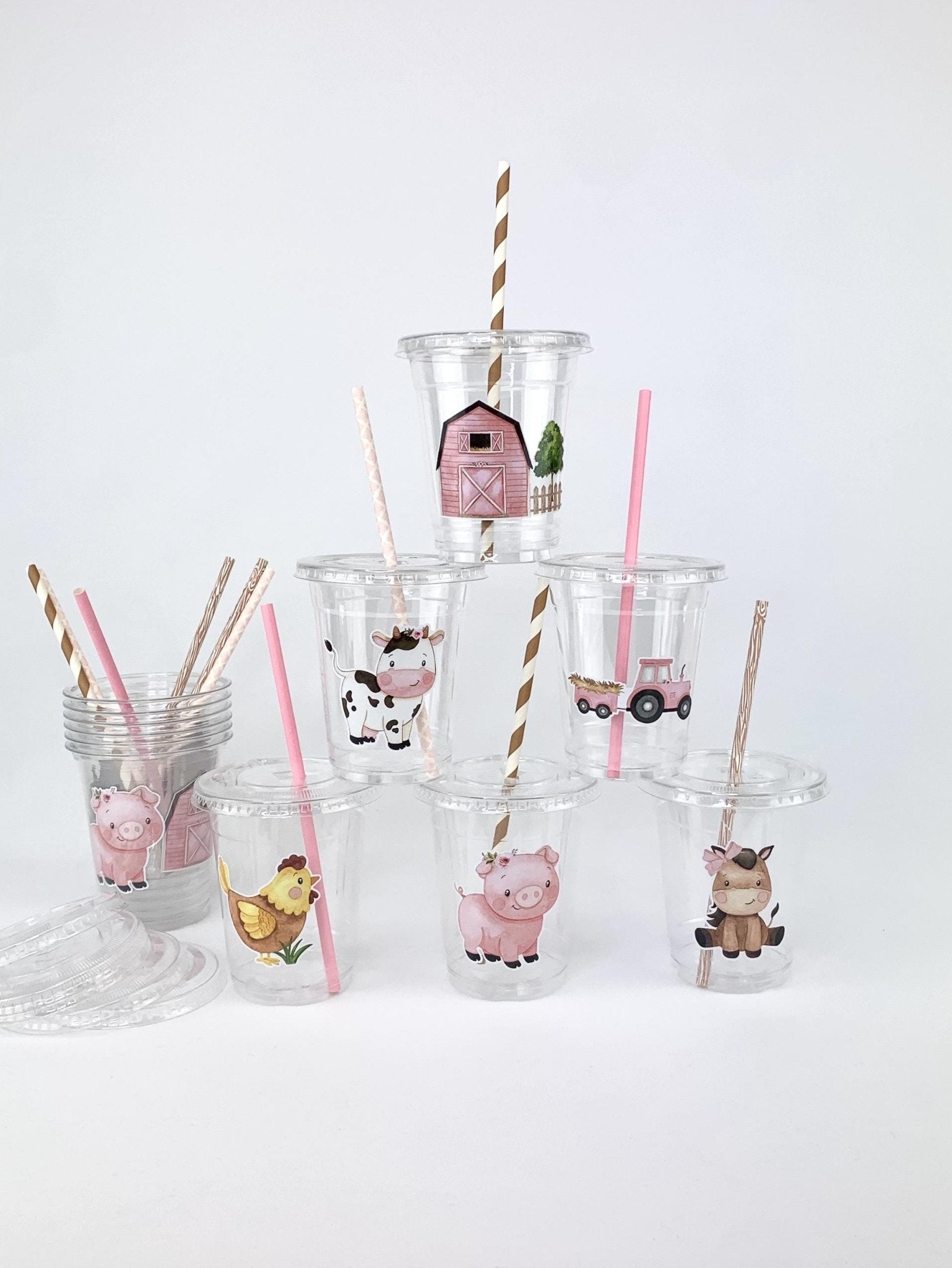 Pink Farm Party Cups - Stesha Party