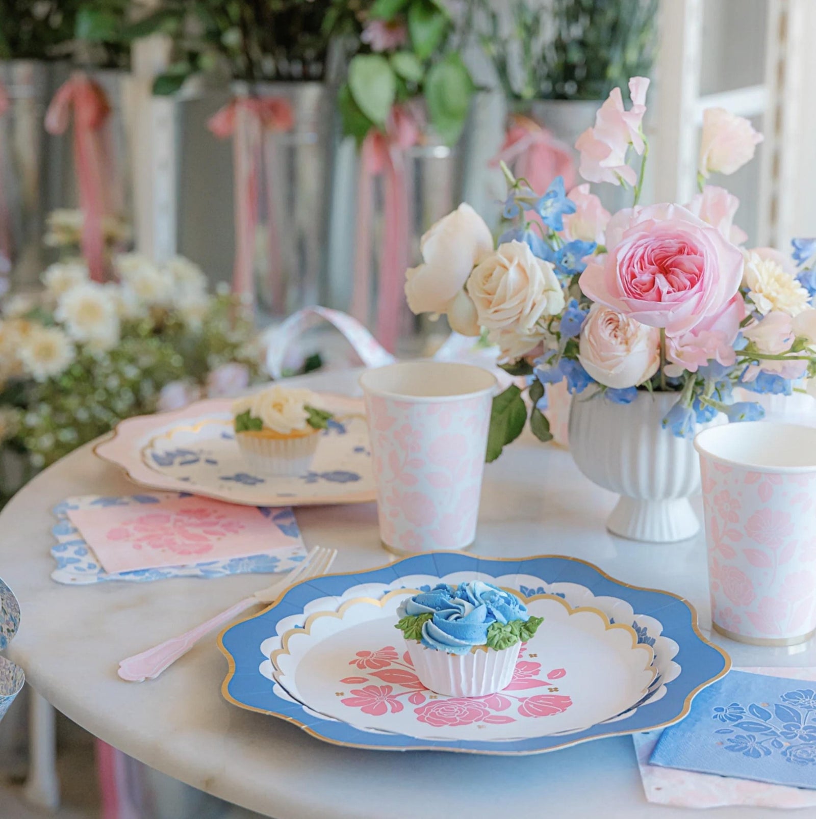 Pink Floral Paper Dessert Plates 8ct - Stesha Party