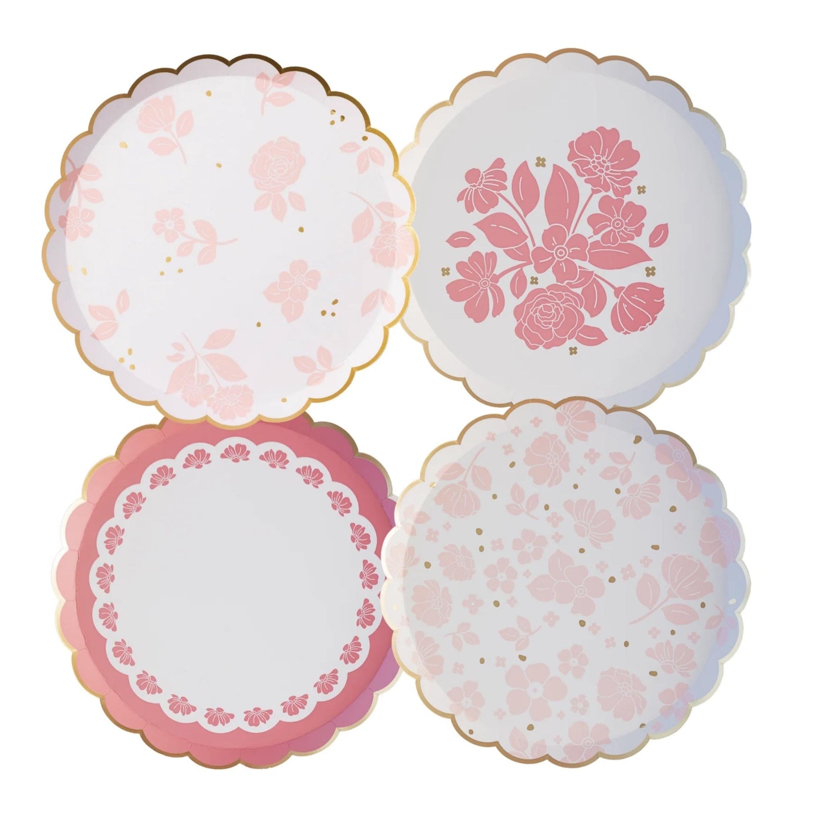 Pink Floral Paper Dessert Plates 8ct - Stesha Party