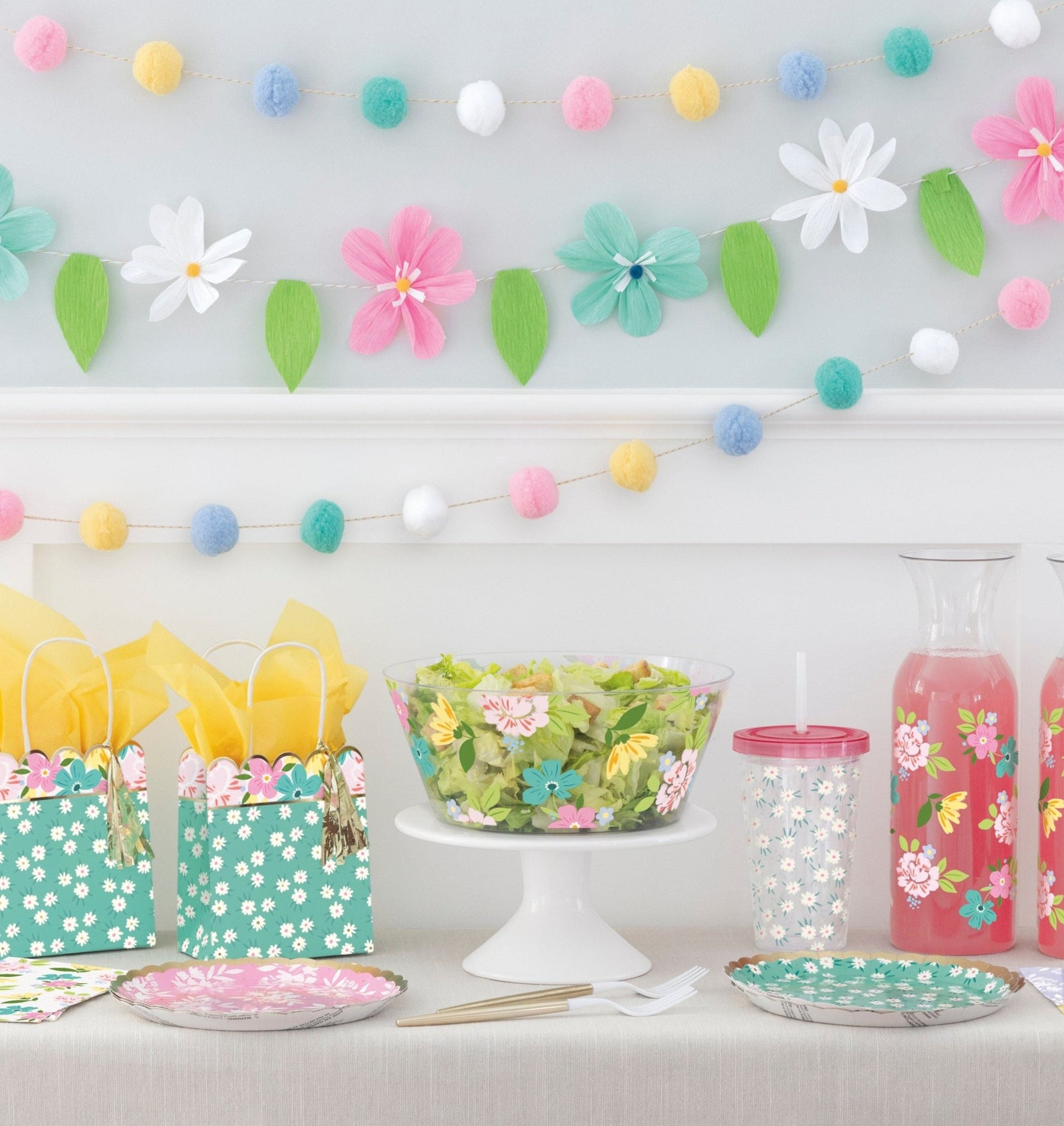 Pink Floral Party Plates 8ct - Stesha Party