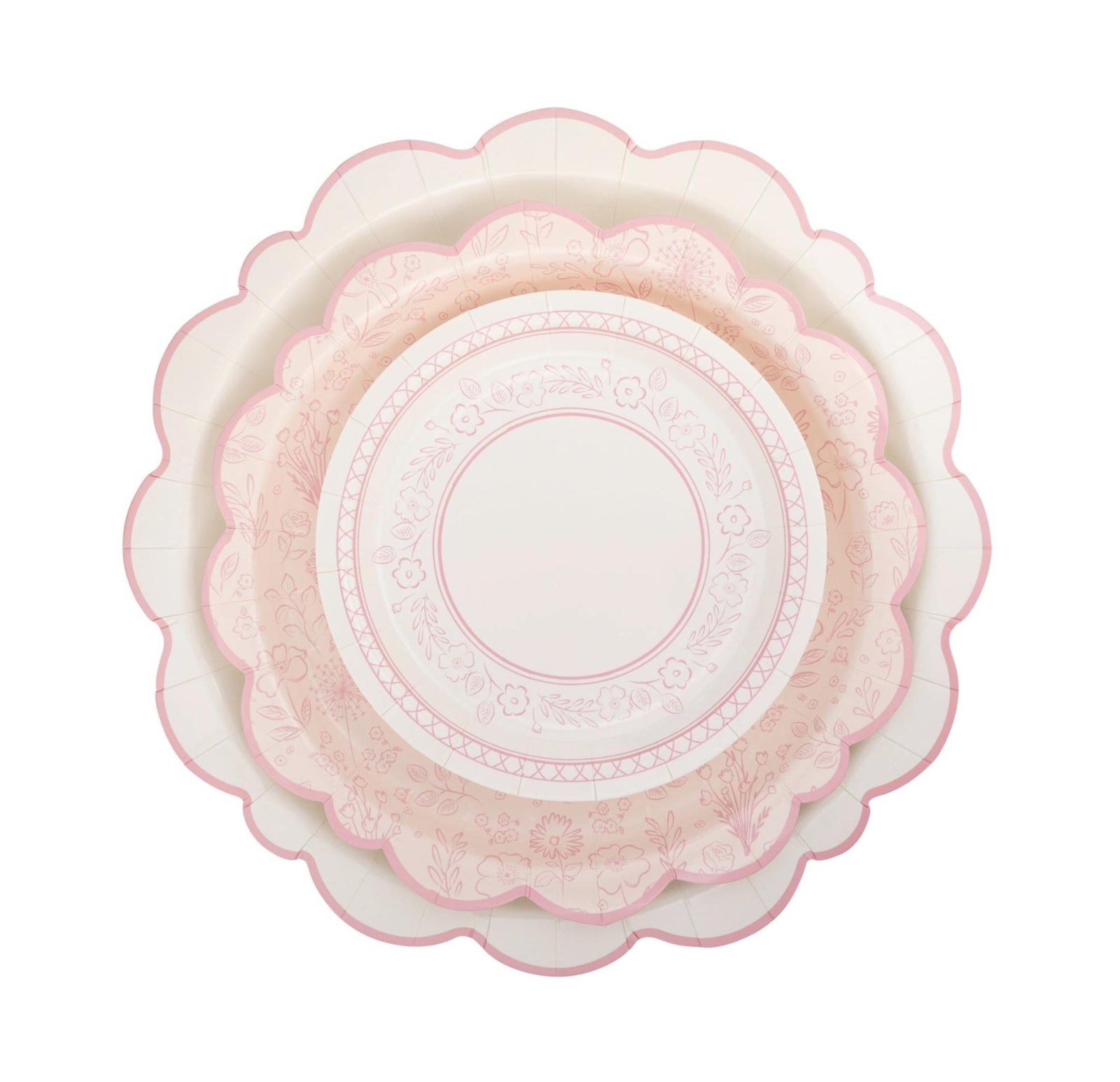 Pink Floral Toile Paper Dinner Plates - Stesha Party