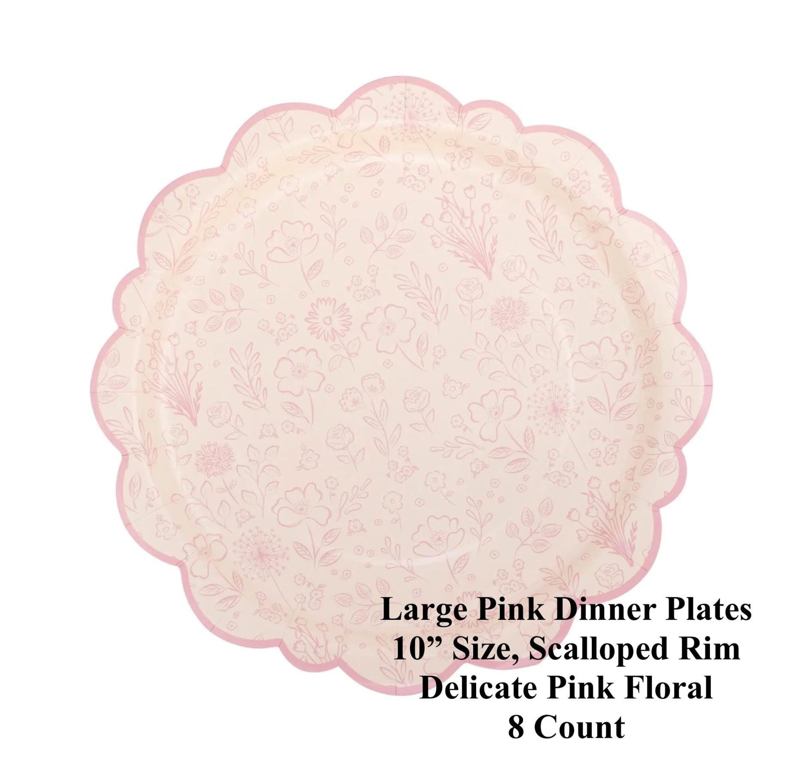 Pink Floral Toile Paper Dinner Plates - Stesha Party