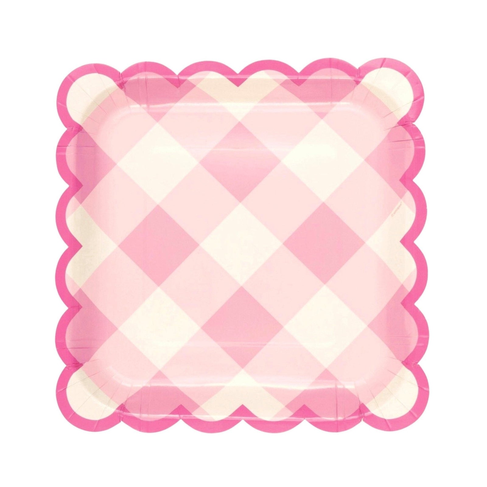 Pink Gingham Plates 8ct - Stesha Party