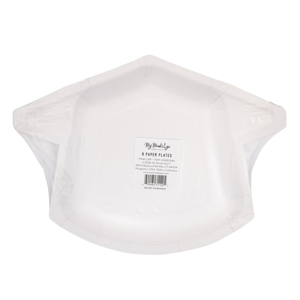 Pink Graduation Cap Plates 8ct - Stesha Party