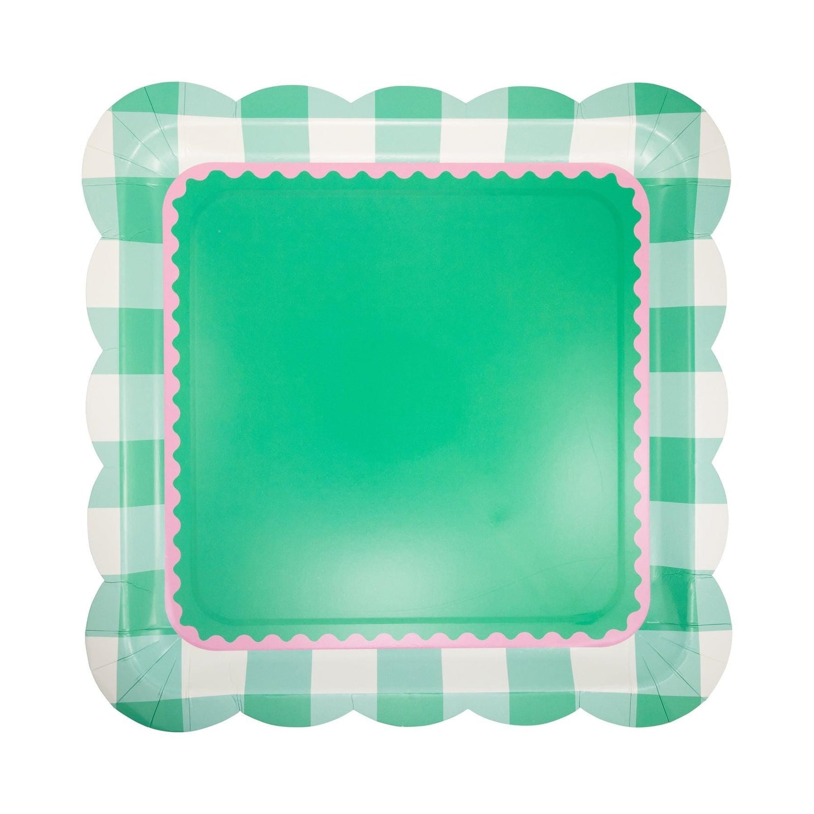 Pink & Green Gingham Party Plates 8ct - Stesha Party