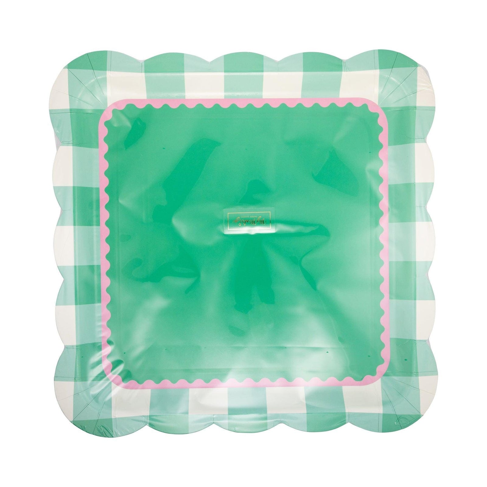 Pink & Green Gingham Party Plates 8ct - Stesha Party