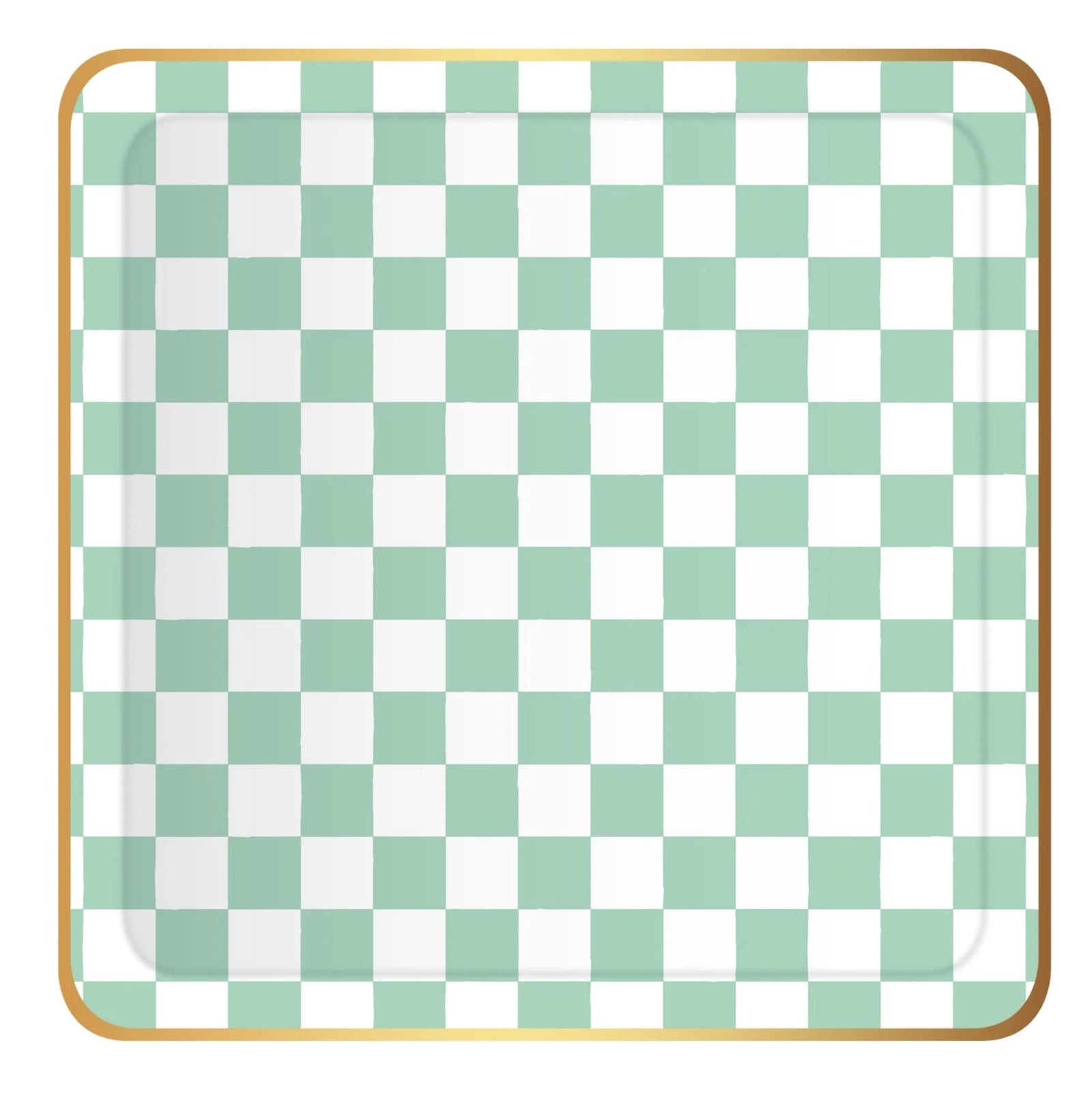 Pink & Green Square Checkered Paper Plates 8ct - Stesha Party