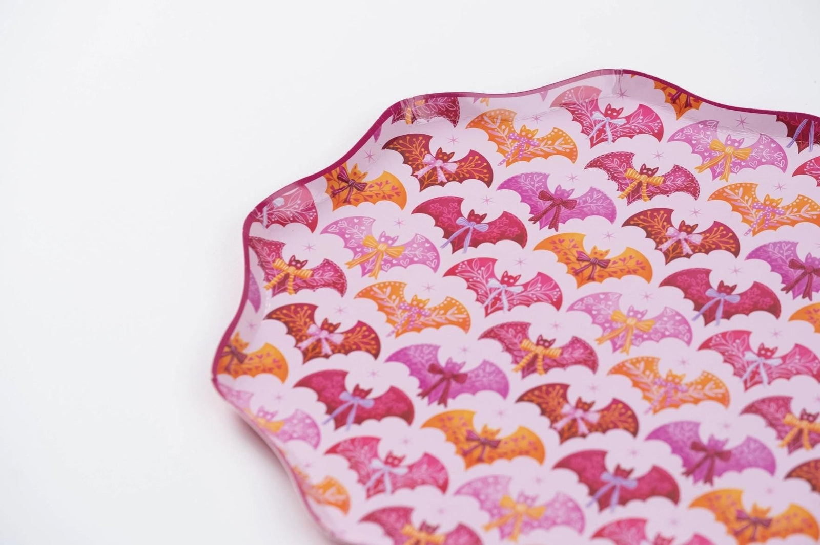 Pink Halloween Bats & Bows Dinner Plates - Stesha Party