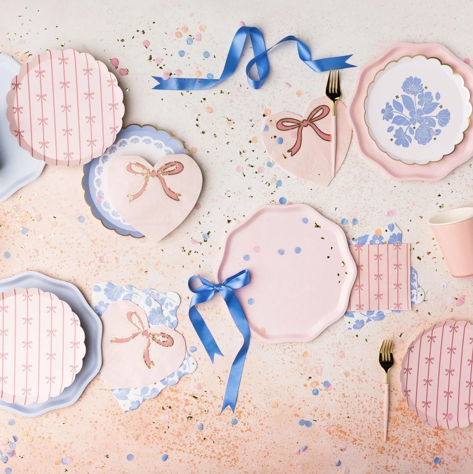 Pink Heart Bow Napkins - Stesha Party