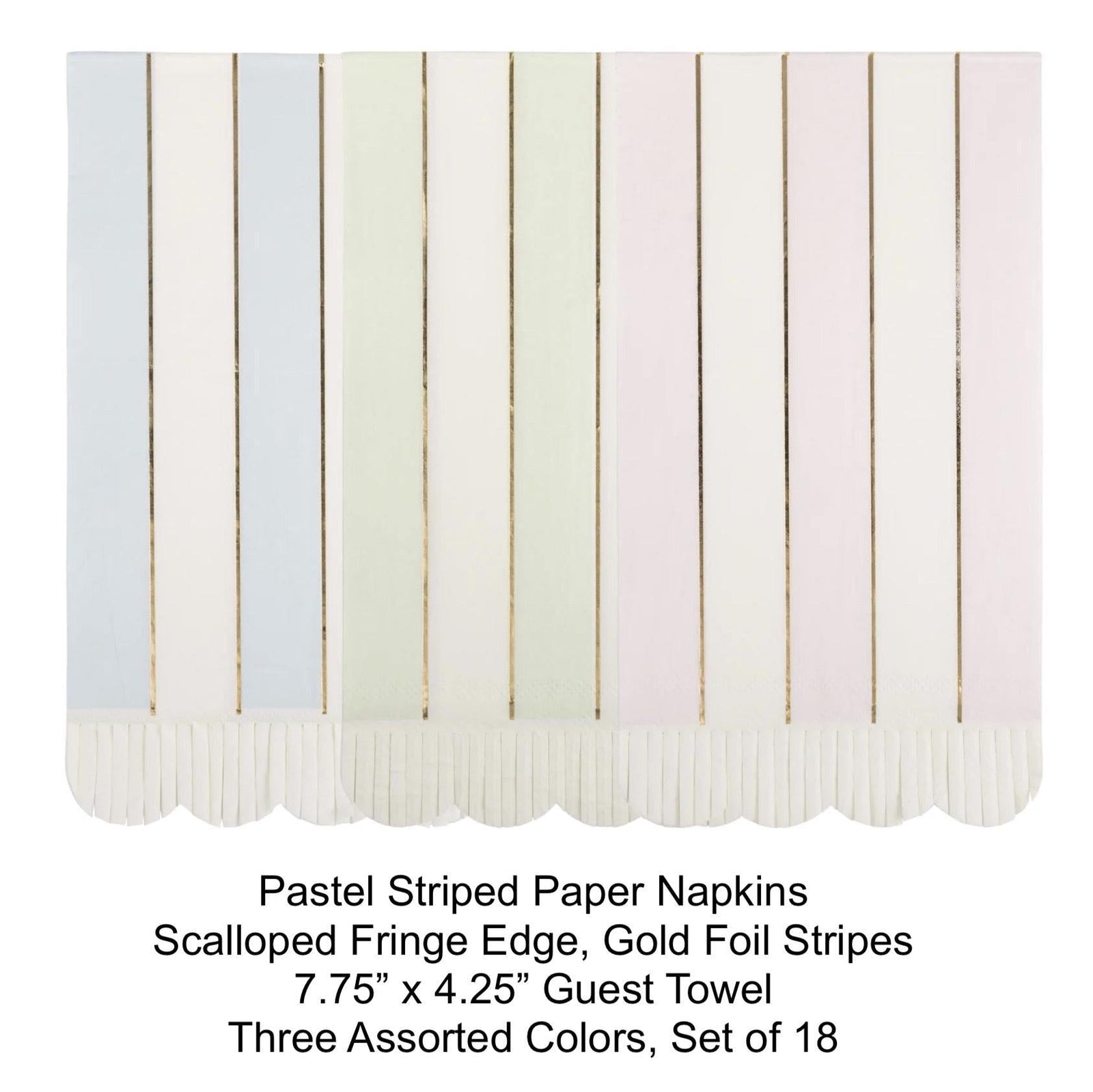 Pink, Mint & Blue Pastel Striped Napkins 18ct - Stesha Party
