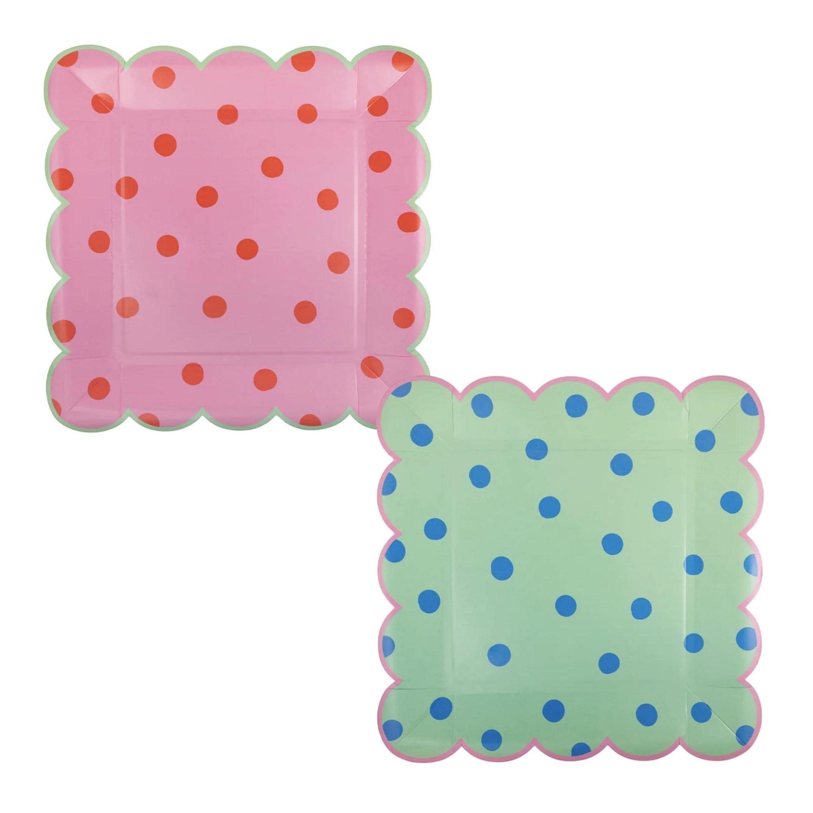 Pink & Mint Polka Dot Party Plates - Stesha Party