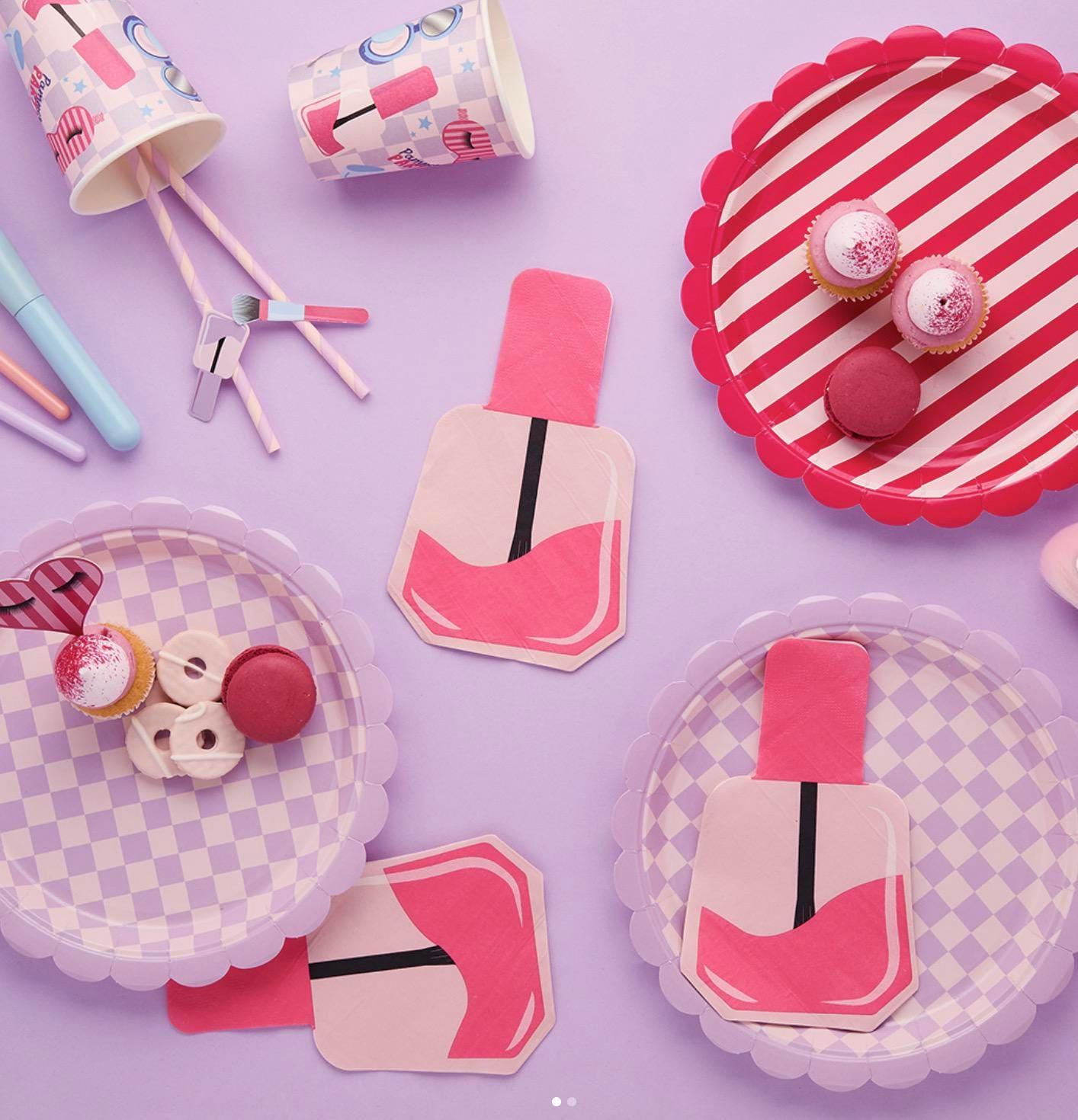 Pink Nail Polish Shaped Napkins 16ct - Stesha Party