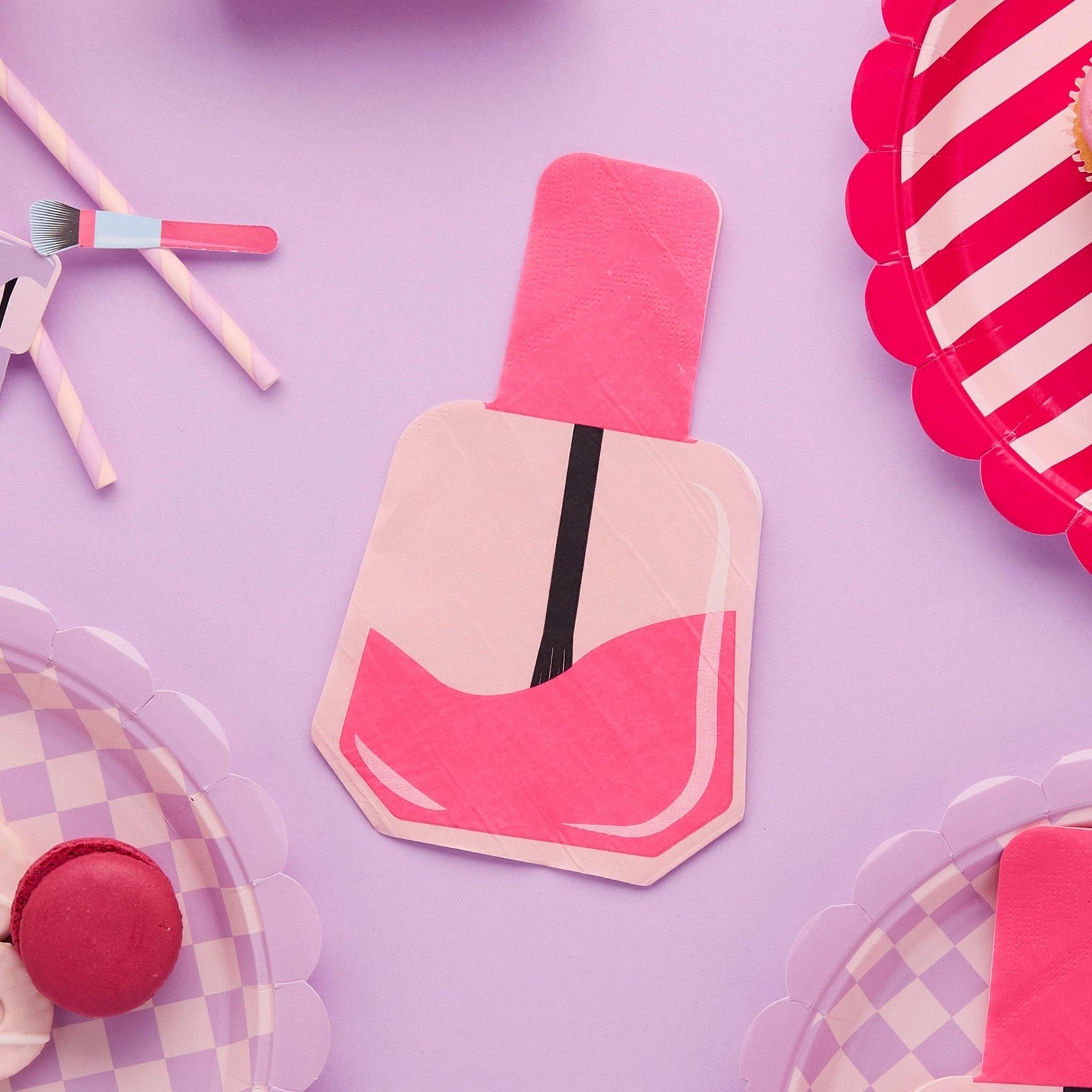 Pink Nail Polish Shaped Napkins 16ct - Stesha Party