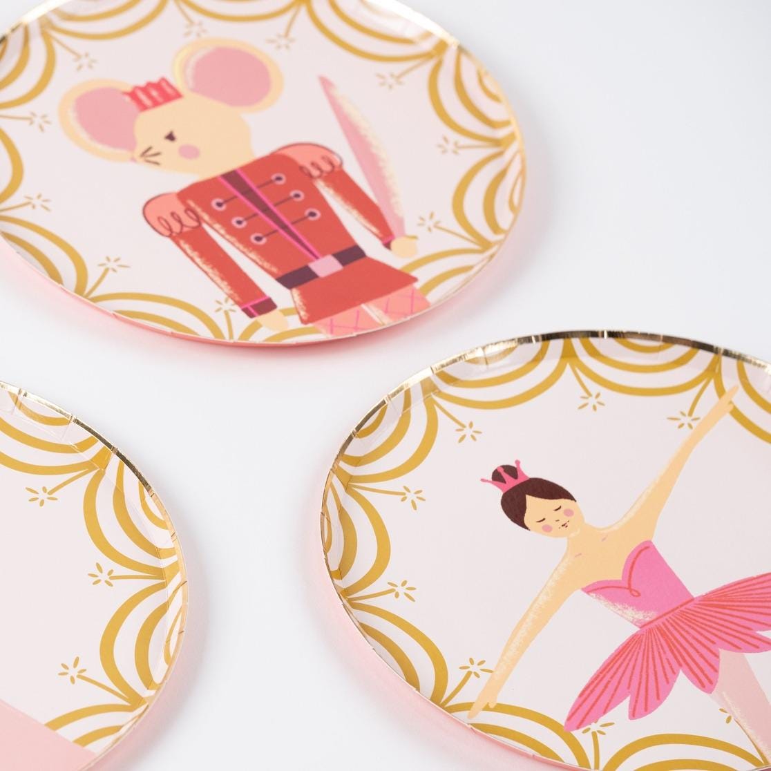 Pink Nutcracker Paper Plates 8ct - Stesha Party
