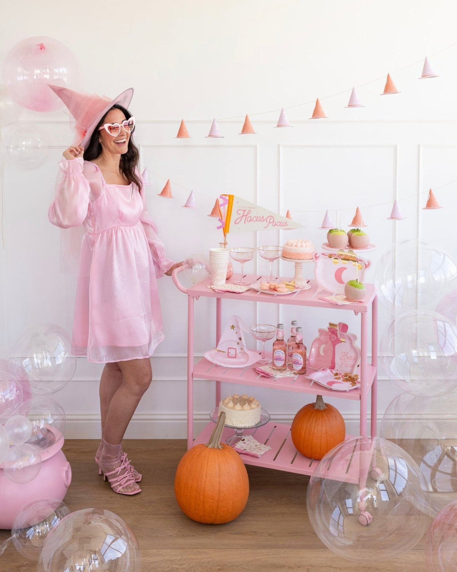 Pink & Orange Witch Hat Banner - Stesha Party