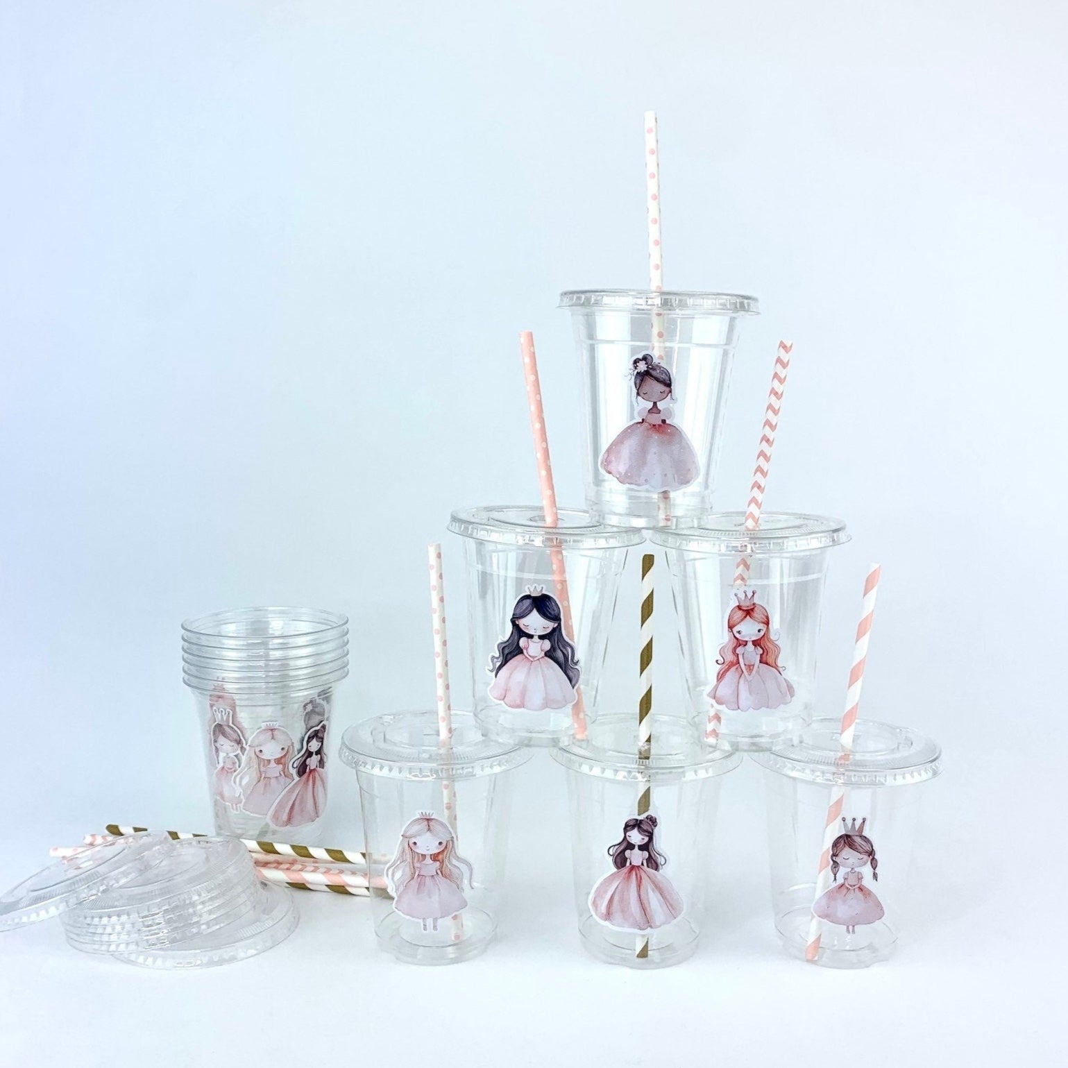 Pink Princess Party Cups 12ct - Stesha Party