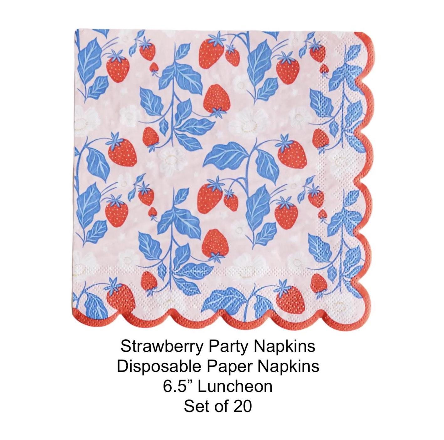 Pink, Red & Blue Strawberry Napkins 20ct - Stesha Party