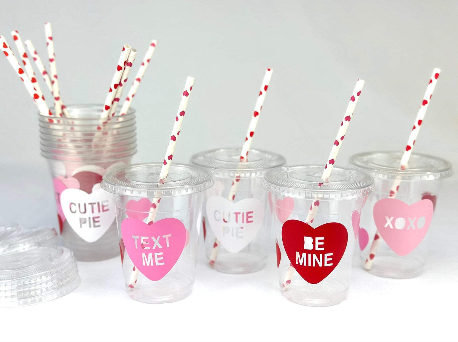 Pink & Red Conversation Heart Cups 12ct - Stesha Party