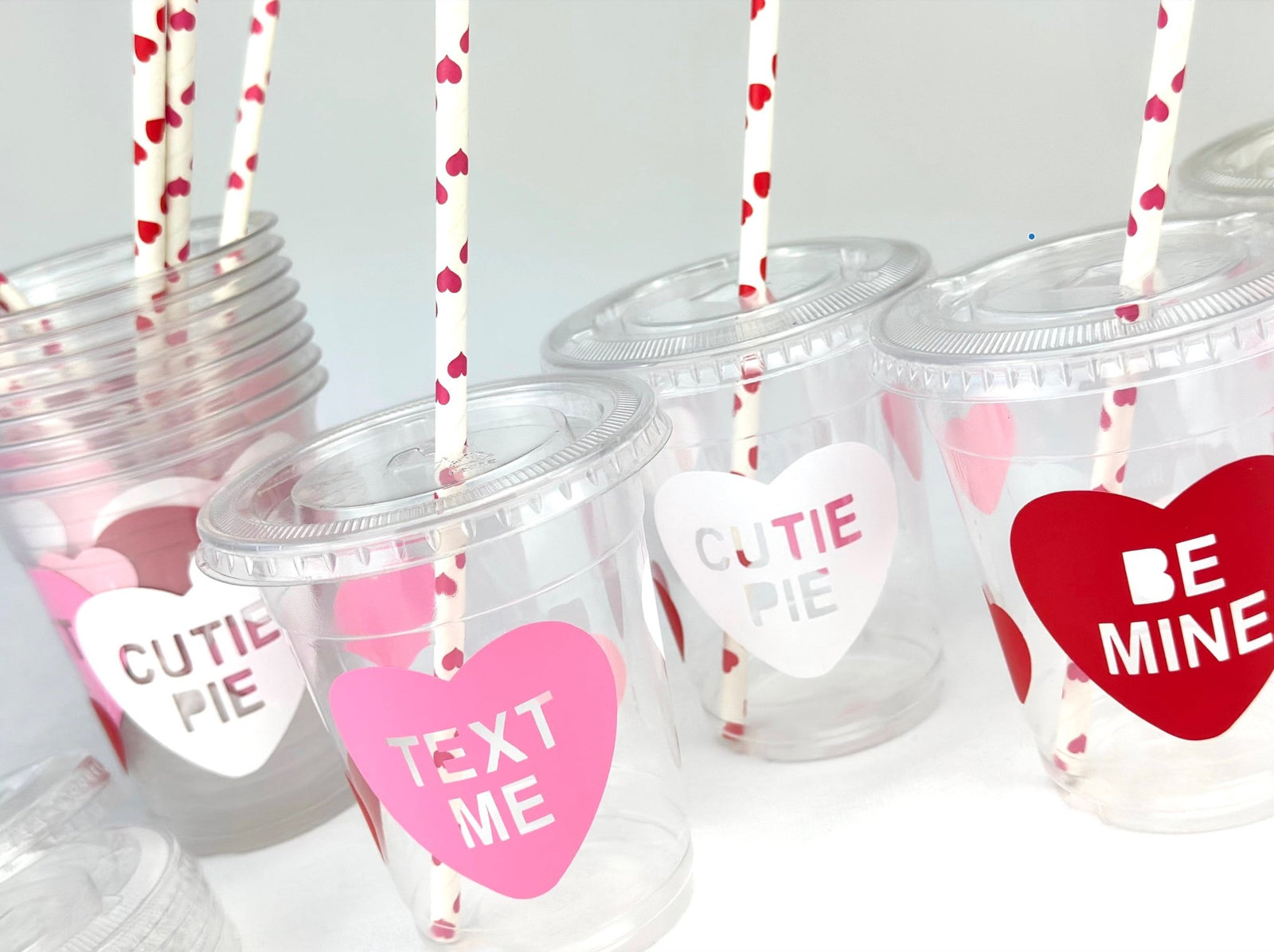 Pink & Red Conversation Heart Cups 12ct - Stesha Party