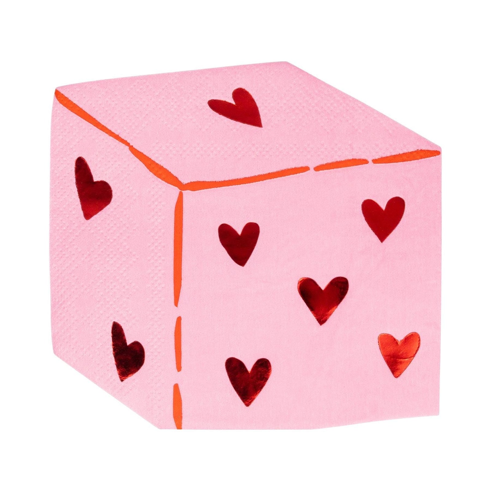 Pink Red Heart Dice Napkins - Stesha Party
