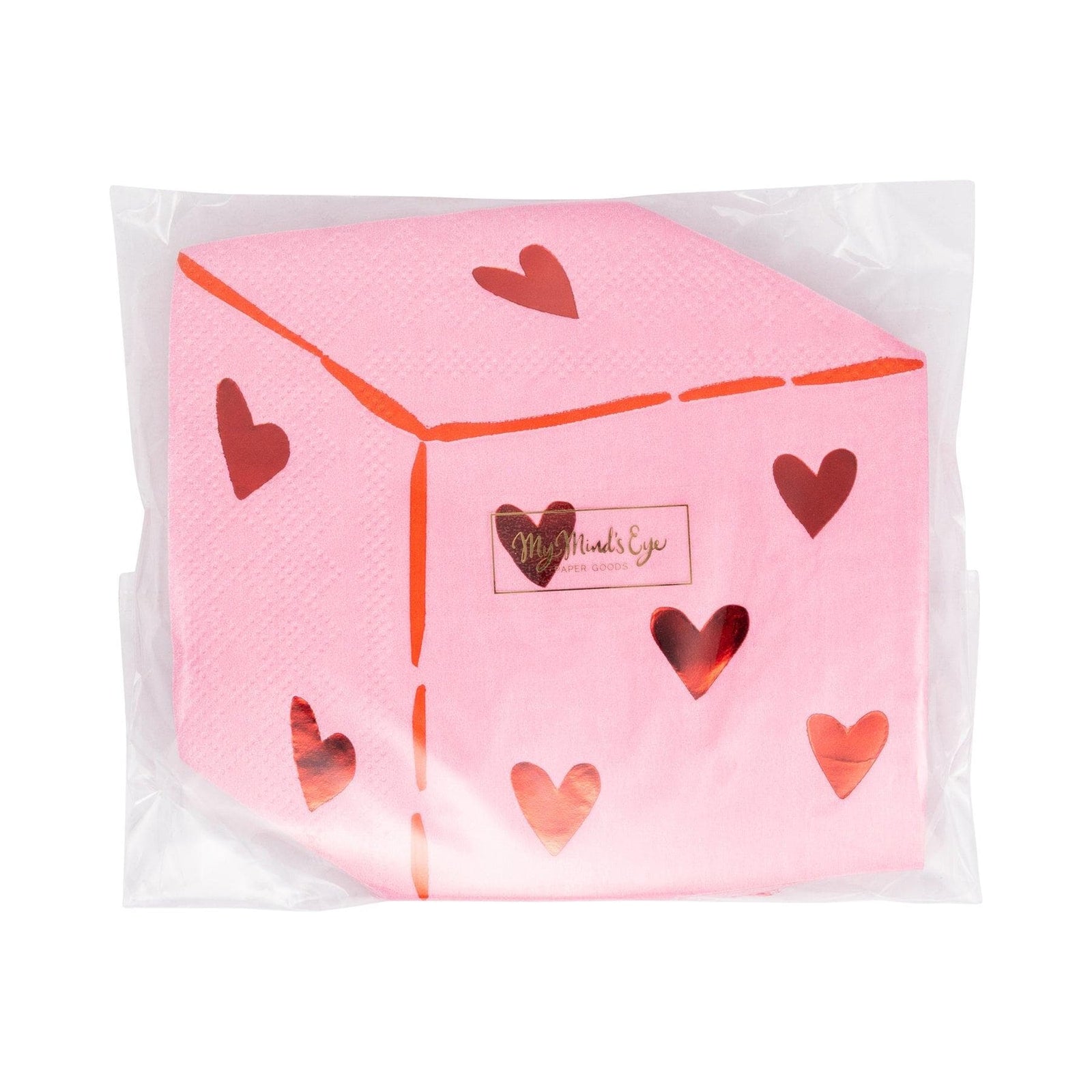 Pink Red Heart Dice Napkins - Stesha Party
