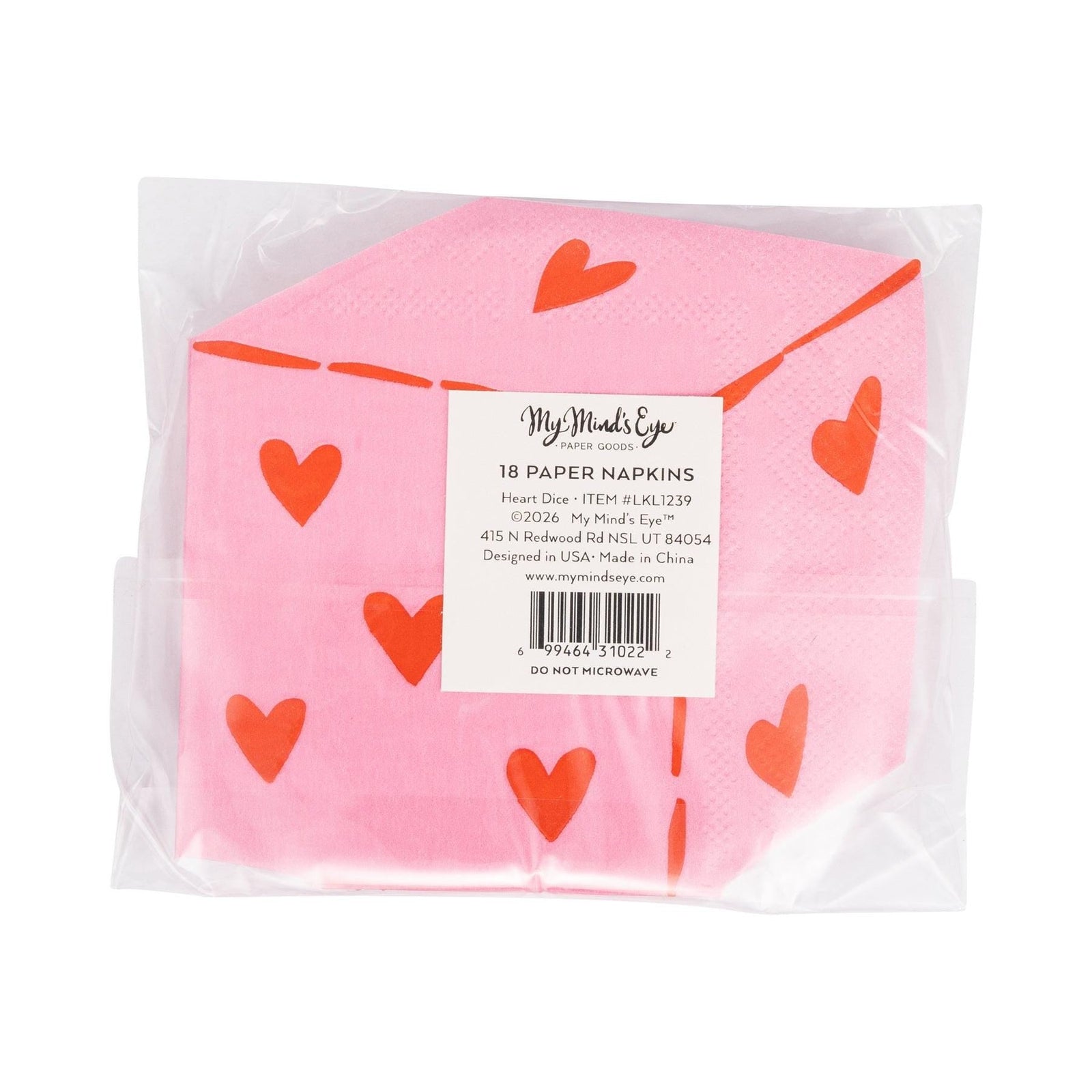Pink Red Heart Dice Napkins - Stesha Party