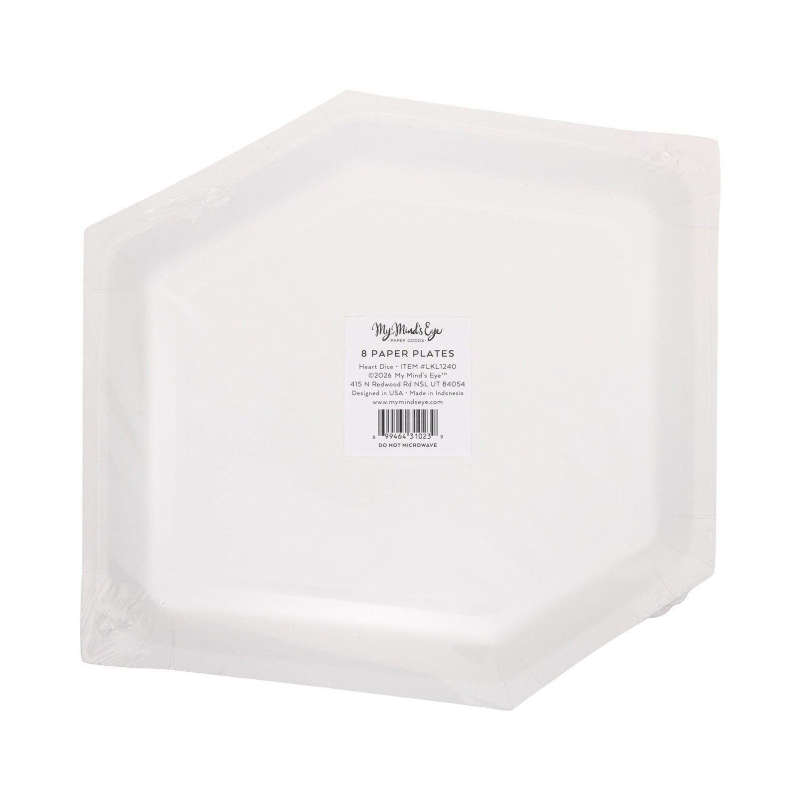 Pink Red Heart Dice Plates 8ct - Stesha Party