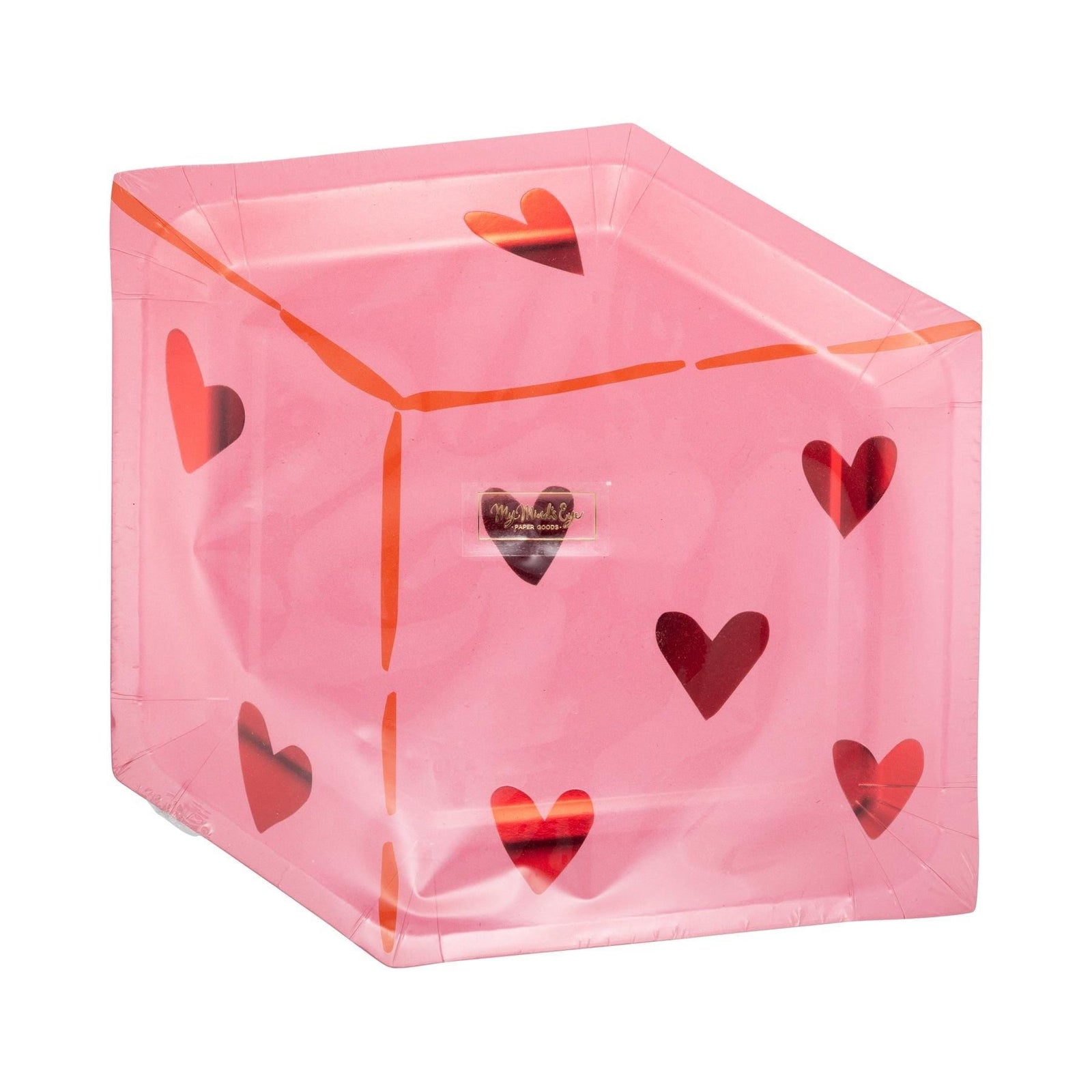 Pink Red Heart Dice Plates 8ct - Stesha Party