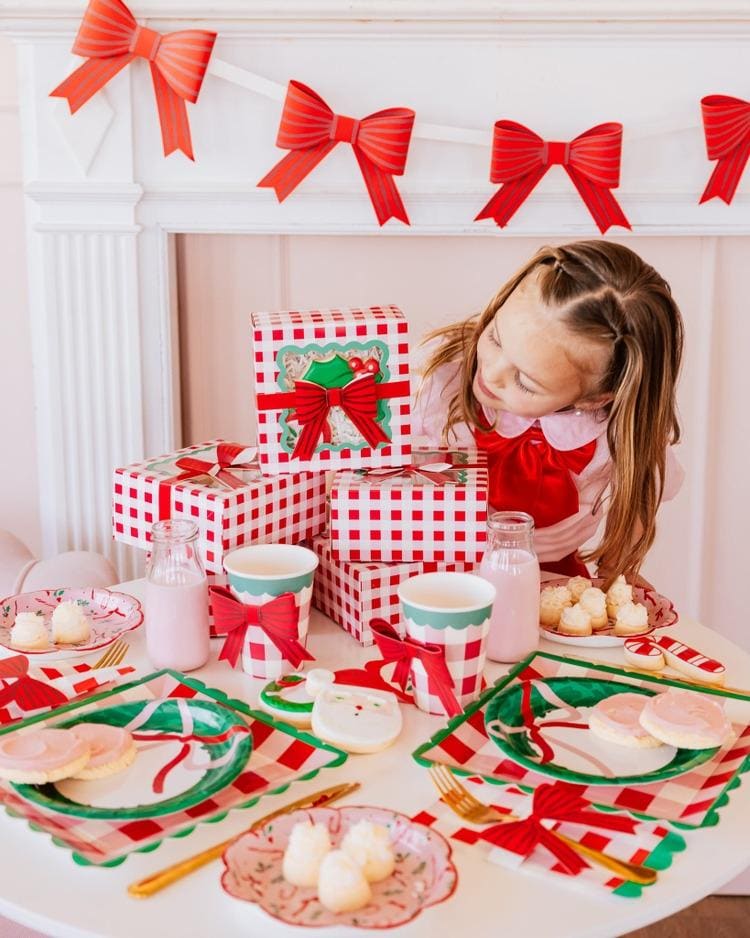 Pink & Red Plaid Christmas Plates 8ct - Stesha Party