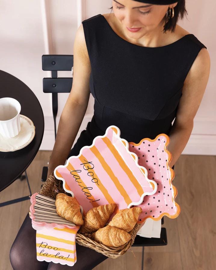 Pink Star Halloween Plates 8ct - Stesha Party