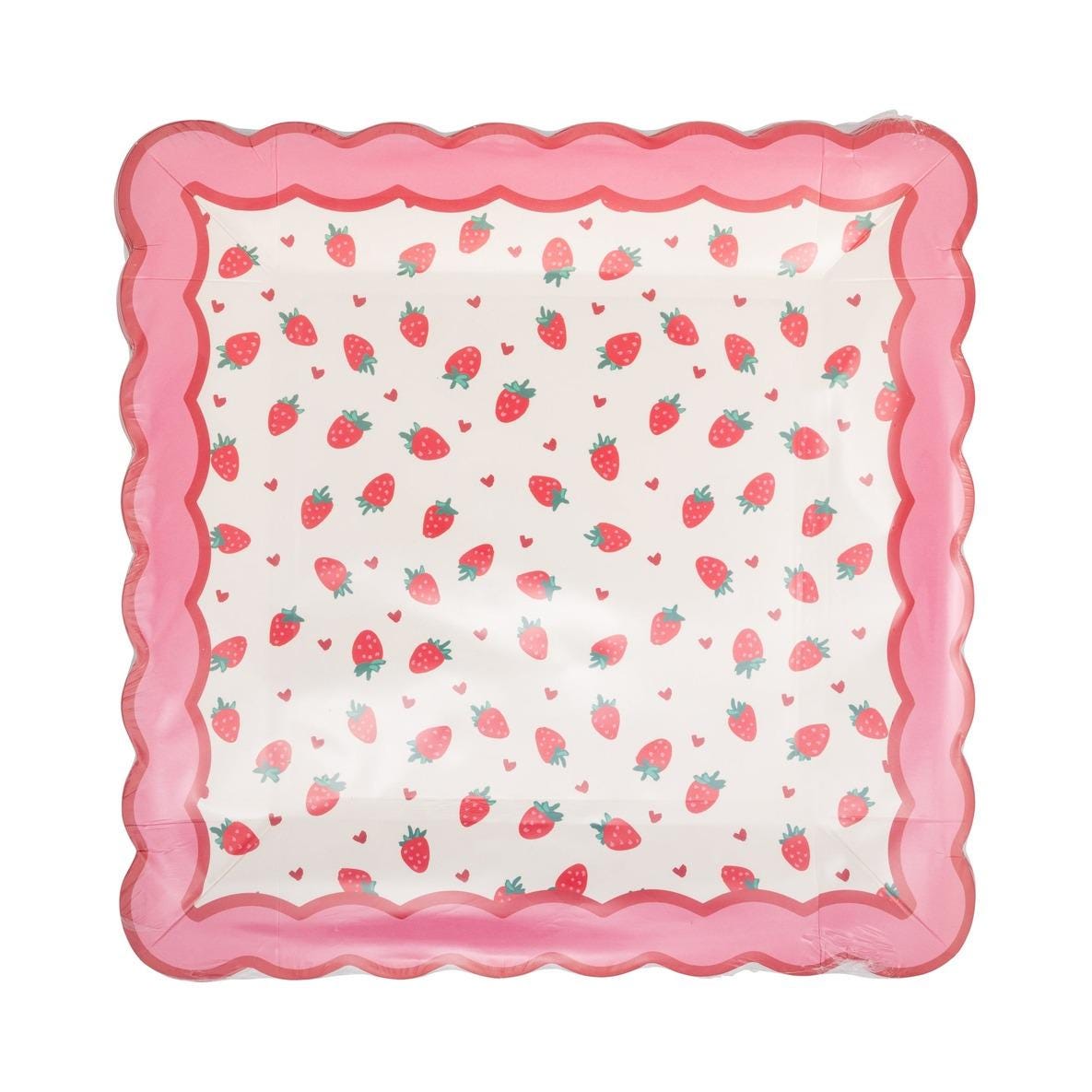 Pink Strawberry Plates 8ct - Stesha Party