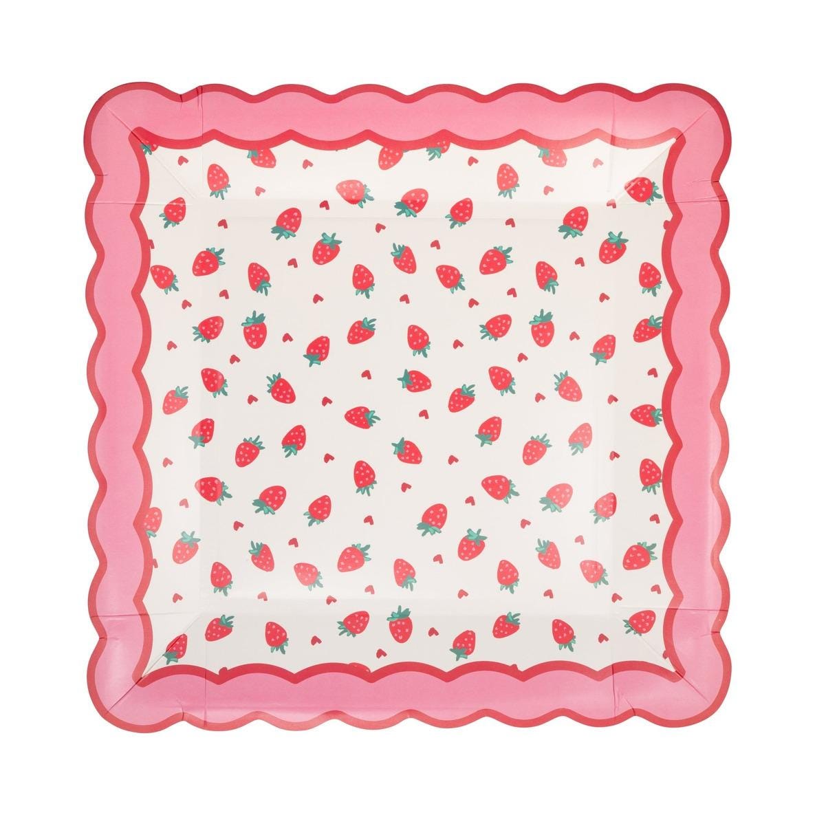 Pink Strawberry Plates 8ct - Stesha Party