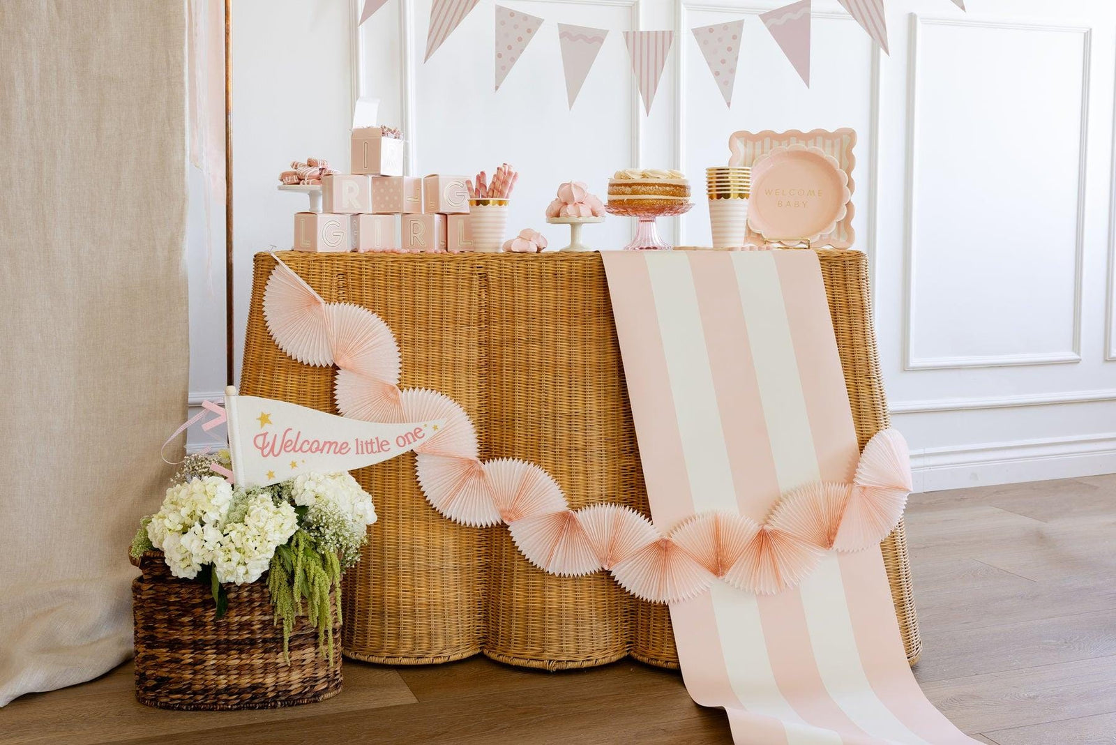 Pink Striped Table Runner - Stesha Party