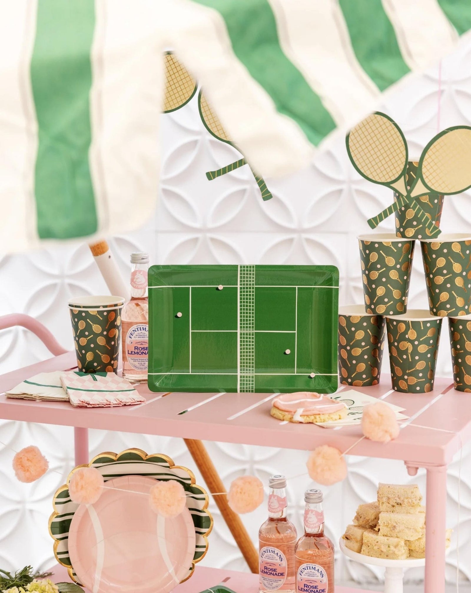 Pink Tennis Ball Plates - Stesha Party